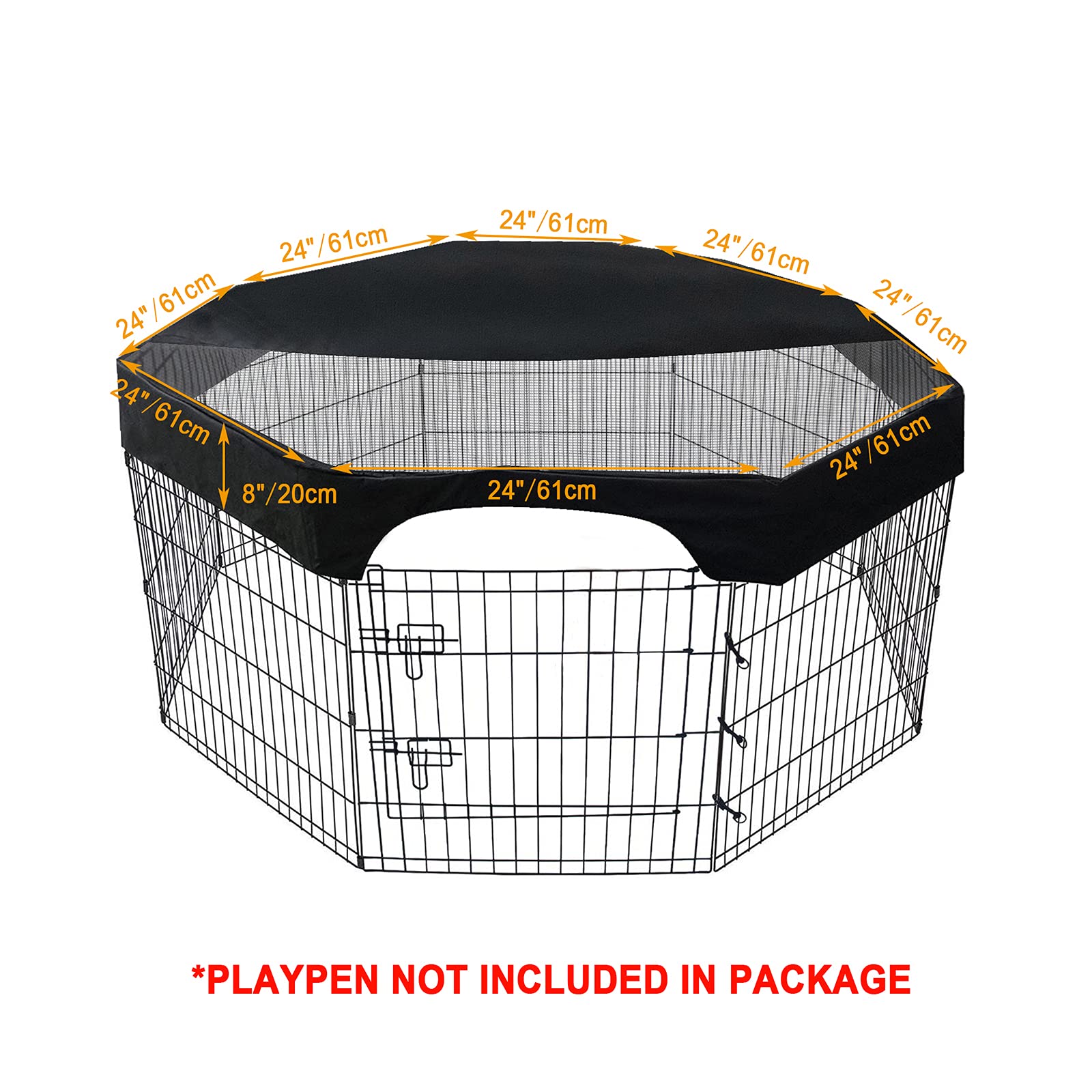 24 Inch Laufstallabdeckung für Hunde, Obere Abdeckung für Hundelaufstall, Pet Playpen Cover 8 Panels Octagonal Pet Fence Mesh Cover, UV-Schutz, für Haustierlaufstift