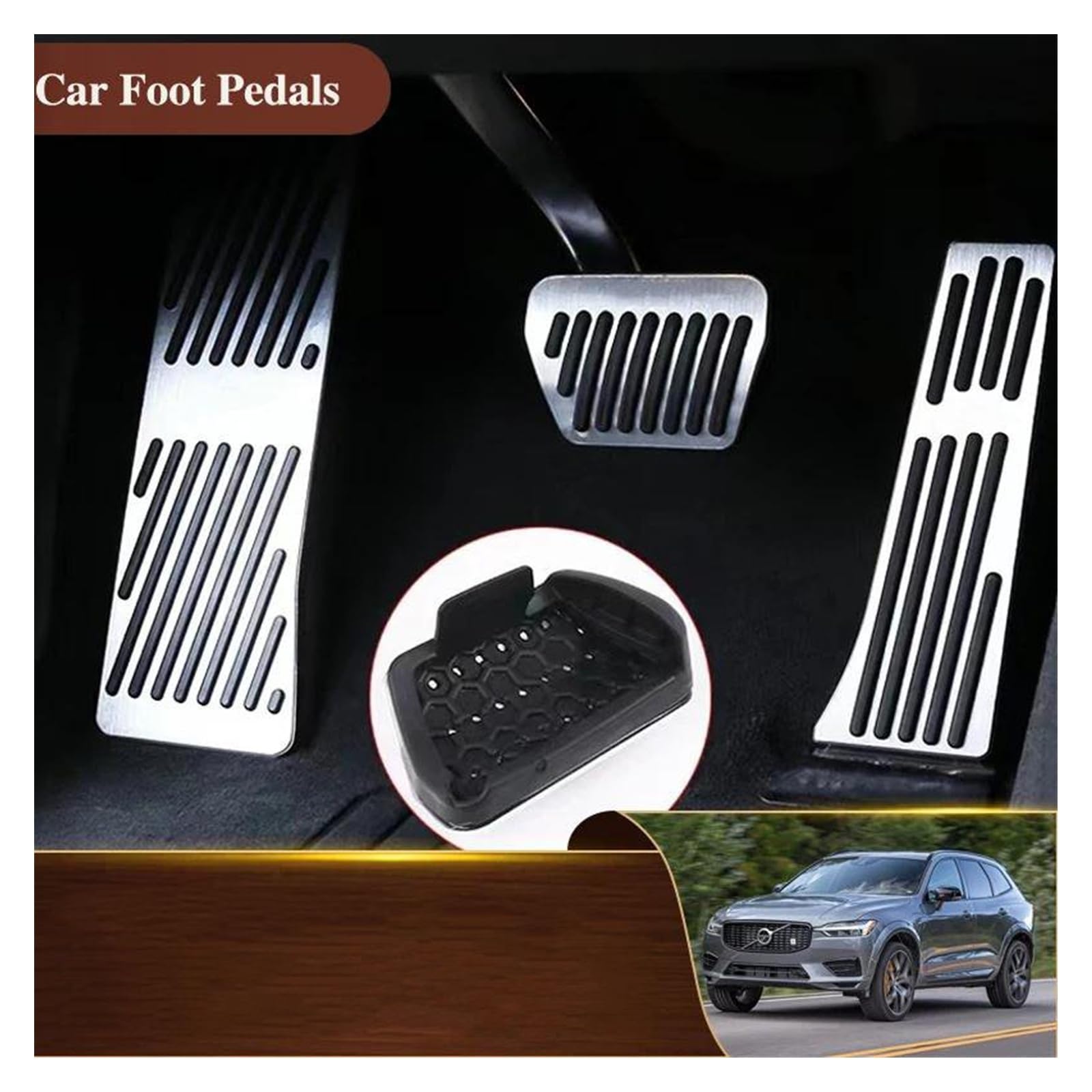 Pedale Für Volvo Für XC60 Für XC 60 Für MK2 2018~2024 Auto Fuß Pedale Aluminium Legierung Nicht Slip Auto Pedal Edelstahl Teile Zubehör Auto Pedal Abdeckung (Size : 3PCS)
