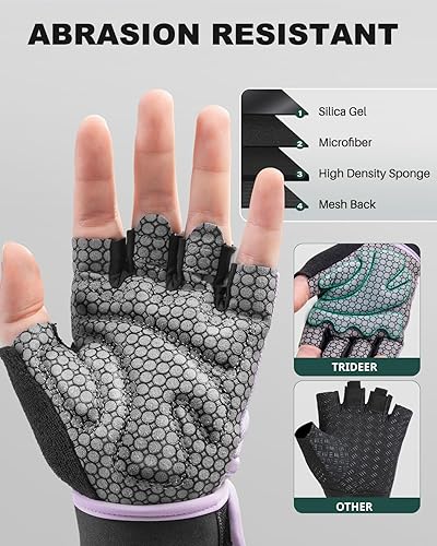 Miniatura 8 de Trideer Weight Lifting Gloves for Women with Wrist Wraps Support, Workout Gloves for Women, Full Palm Protection, Grip for Gym Training, Fitness,