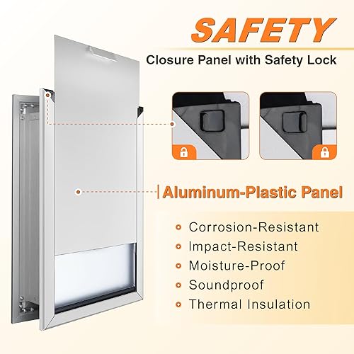 Miniatura 4 de Puerta de aluminio extra grande para pared, puerta para perros de clima extremo con solapas dobles magnéticas cerradas, puertas resistentes para