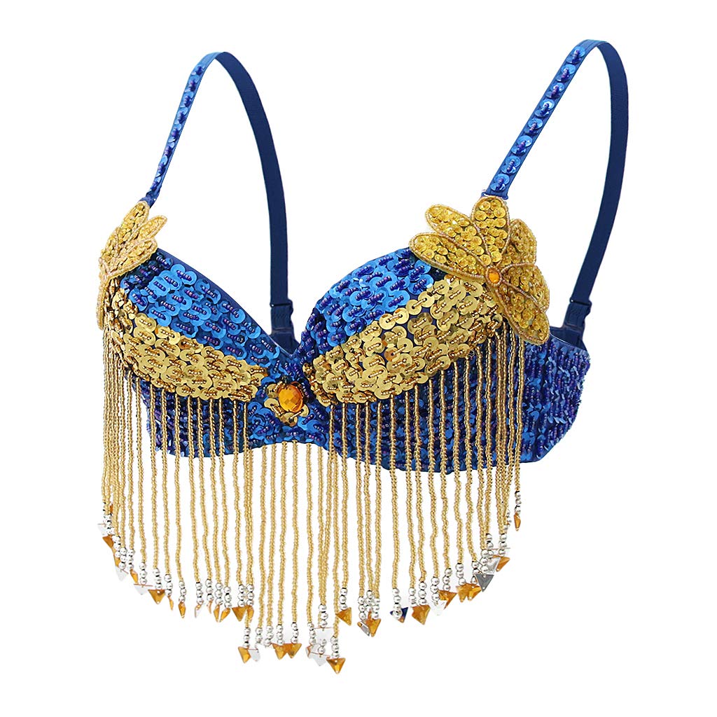 CLUB BOLLYWOOD® Women Beads Tels Sequins Belly Dance Bra Top Dancewear Costume Blue|Clothing, Shoes & Accessories | Dancewear |Belly Dancing|1 Piece of Belly Dancing Bra Top-image-14