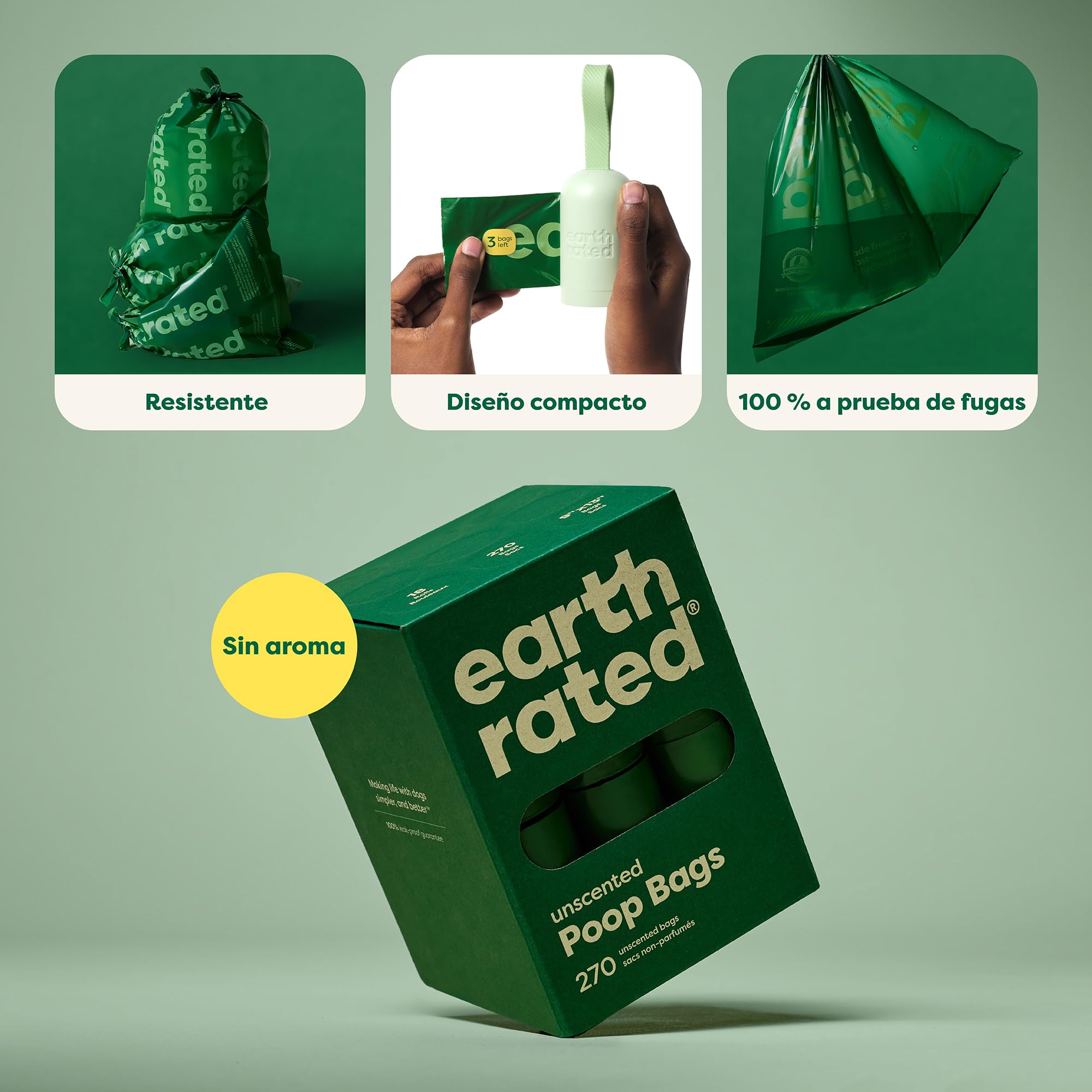 Earth Rated Dog Poop Bags Leakproof Extra Thick Pet Poop Bags Suitable for Any Size Dogs Refill Rolls Unscented 270 Count - 3