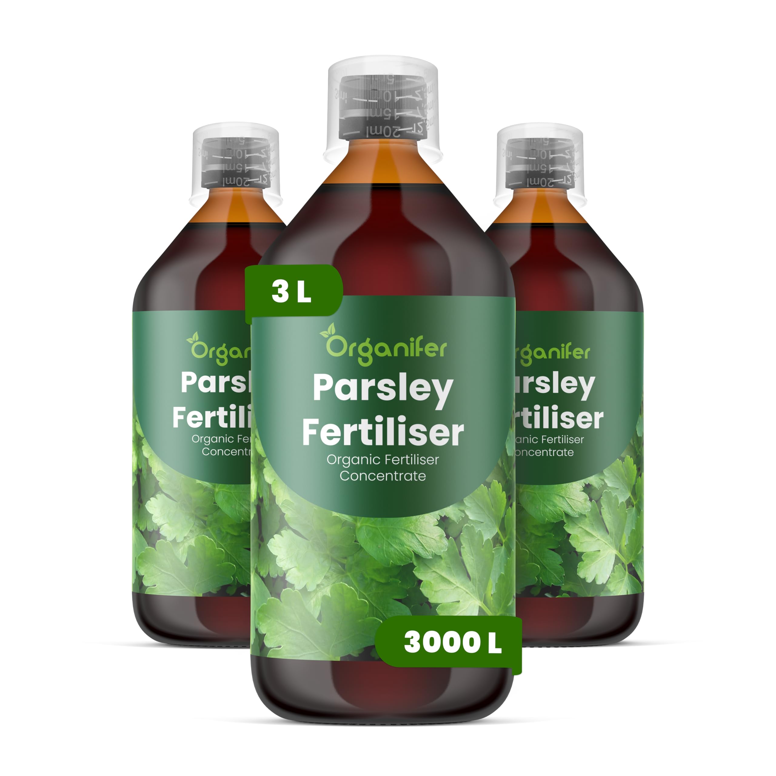 Flüssigdünger Für Petersilie - 3x1L - NPK 2-1-8 | Dünger Für Kräftiges Wachstum Und Aromatische Blätter - Fördert Wurzeln Und Widerstandskraft - Organifer
