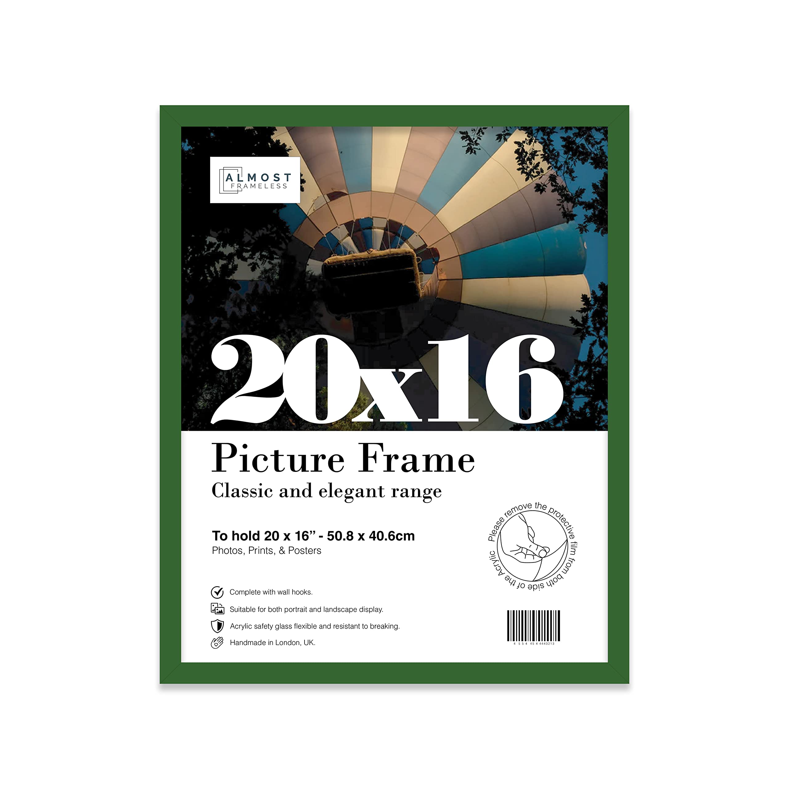20x16 Inch Green Photo Frame Wall Mountable Picture Frame Standard Photograph Size, 20" X 16" (51 X 41cm)
