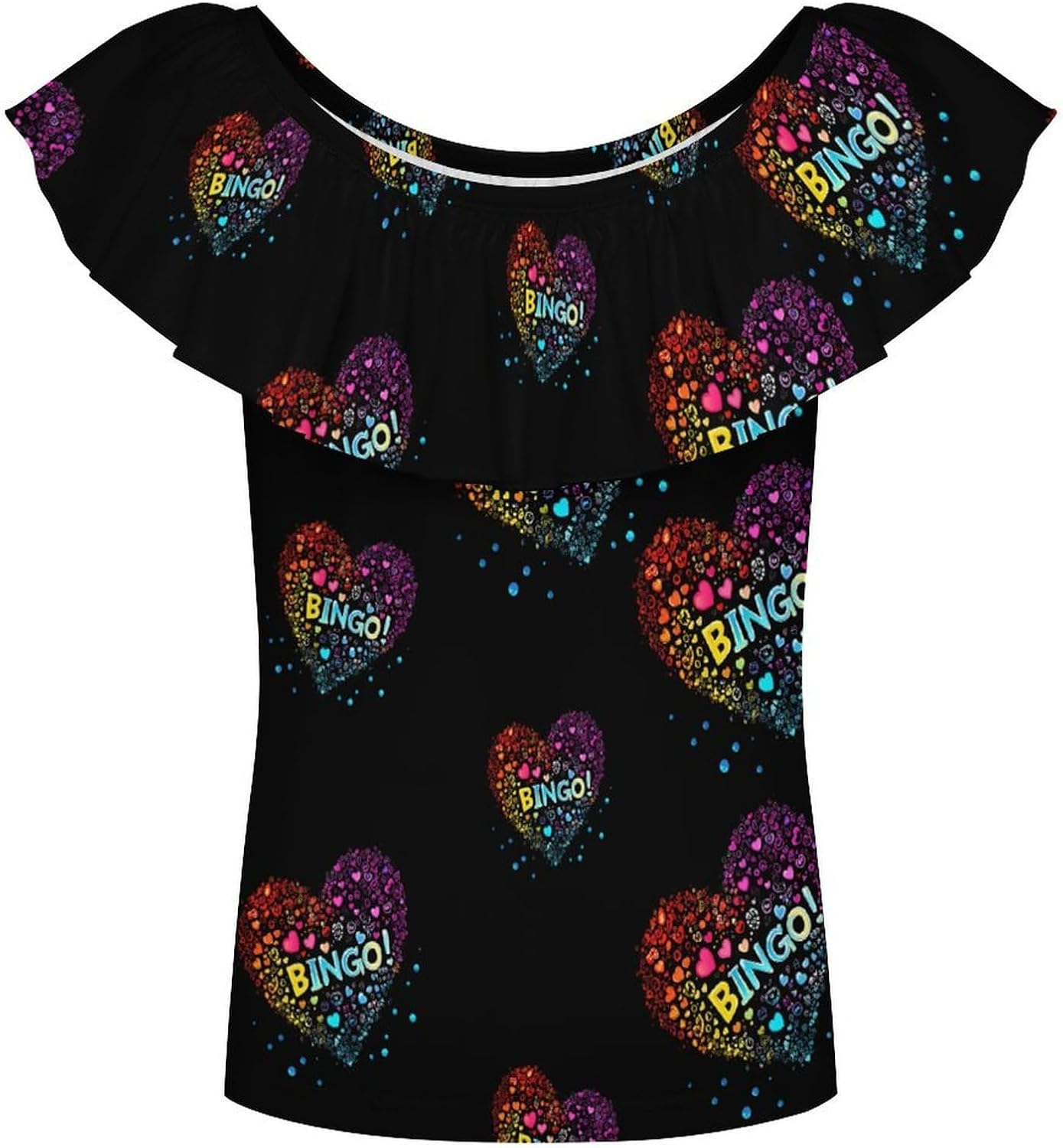 I Love Bingo Girls T-Shirts Top Ruffle Short Sleeve Blouse Casual Graphic Tees