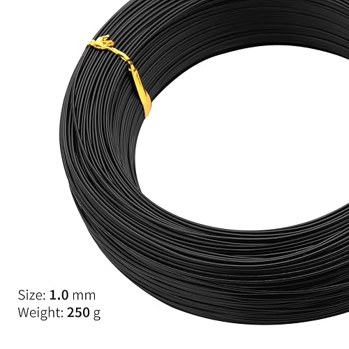 Miniatura 5 de Alambre de entrenamiento para bonsái de aluminio anodizado negro 1.0 de 8.82 oz, rollo grande, muchos tamaños para elegir, alambre de metal flexible