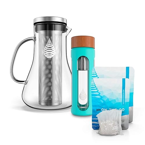 Miniatura 1 de Invigorated Water - Jarra de agua alcalina (33.8fl oz) de agua filtrada de alto pH, incluye filtro de larga vida, 61 oz + pH Hydrate 13.5fl oz