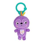 Bright Starts Jingle Joy Reach & Rattle Toy for Stroller - Purple Sloth with Chime Sounds - Unisex, Newborn +
