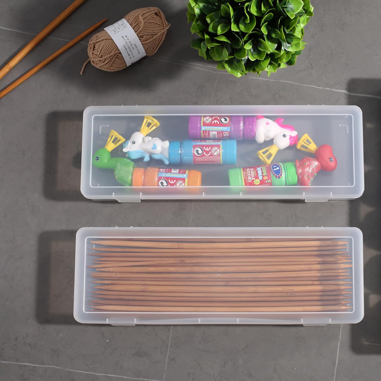 6 Pack Large Plastic Storage Boxes with Lids, Craft Jewelry Life Item Organizer for Puzzles, Pens, Rings, Needle and Thread, Nail Polish, Remote Controls