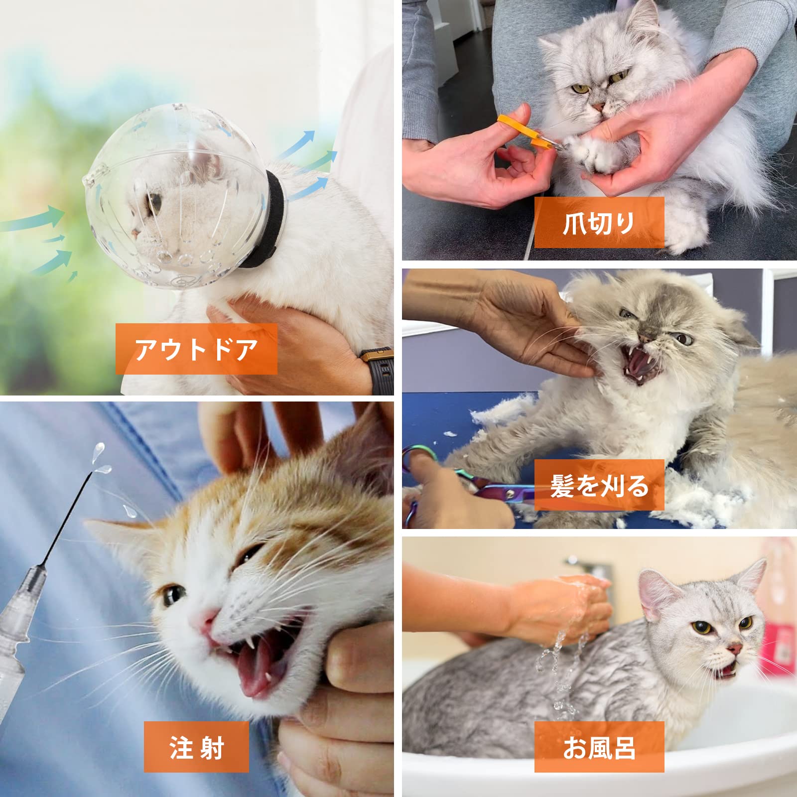 Amazon | 猫 口輪 ペットマスク 透明 猫用マズル 宇宙ヘッドギア口輪