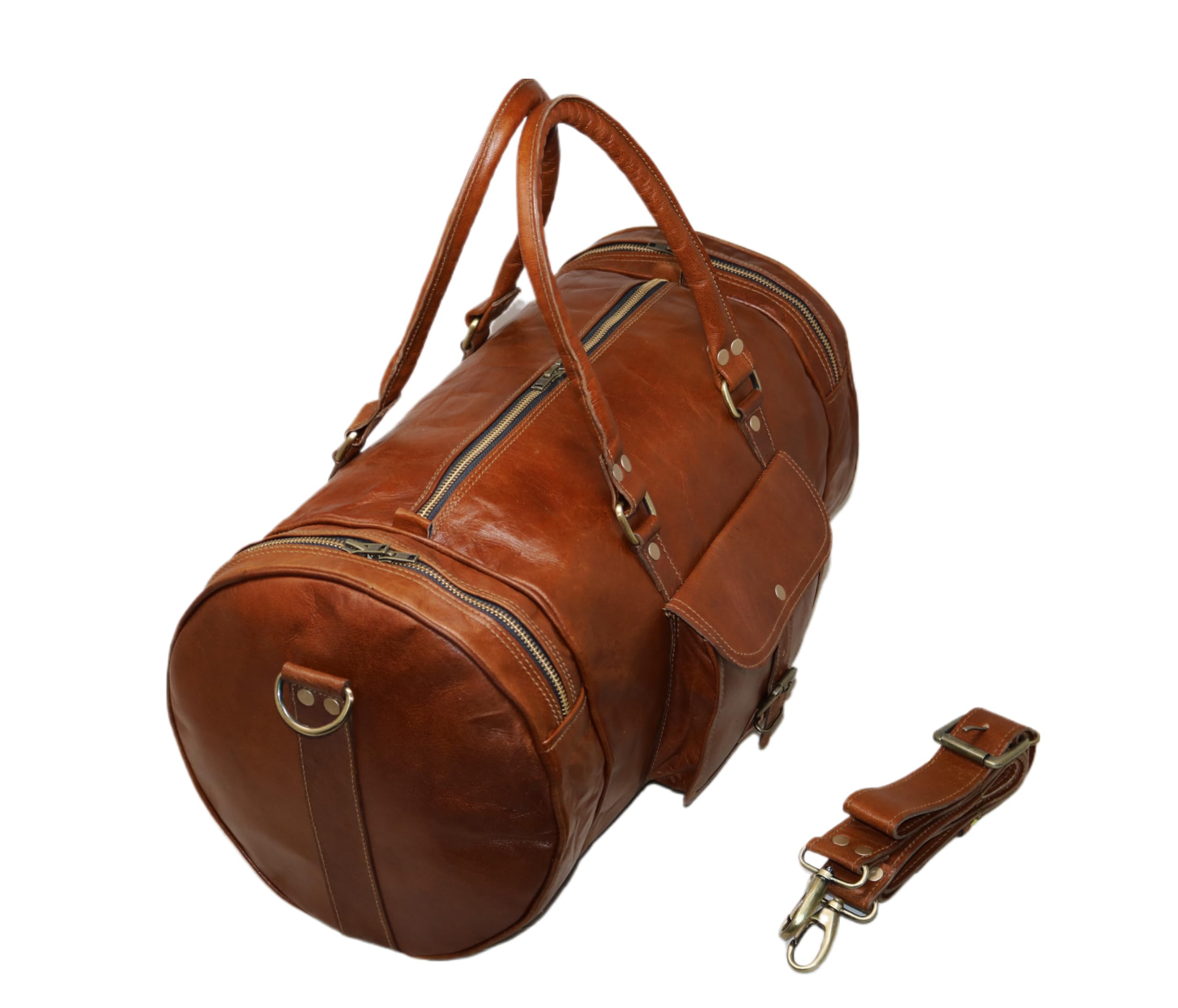 Jaald 56 cm Maleta Equipaje Viaje Mano Cuero Genuino Grande para Hombre y Mujer Fitness Fin de Semana Cabina Carry-on Vendimia Impermeable Regalo Cuero Duffle Gimnasio Bolsa