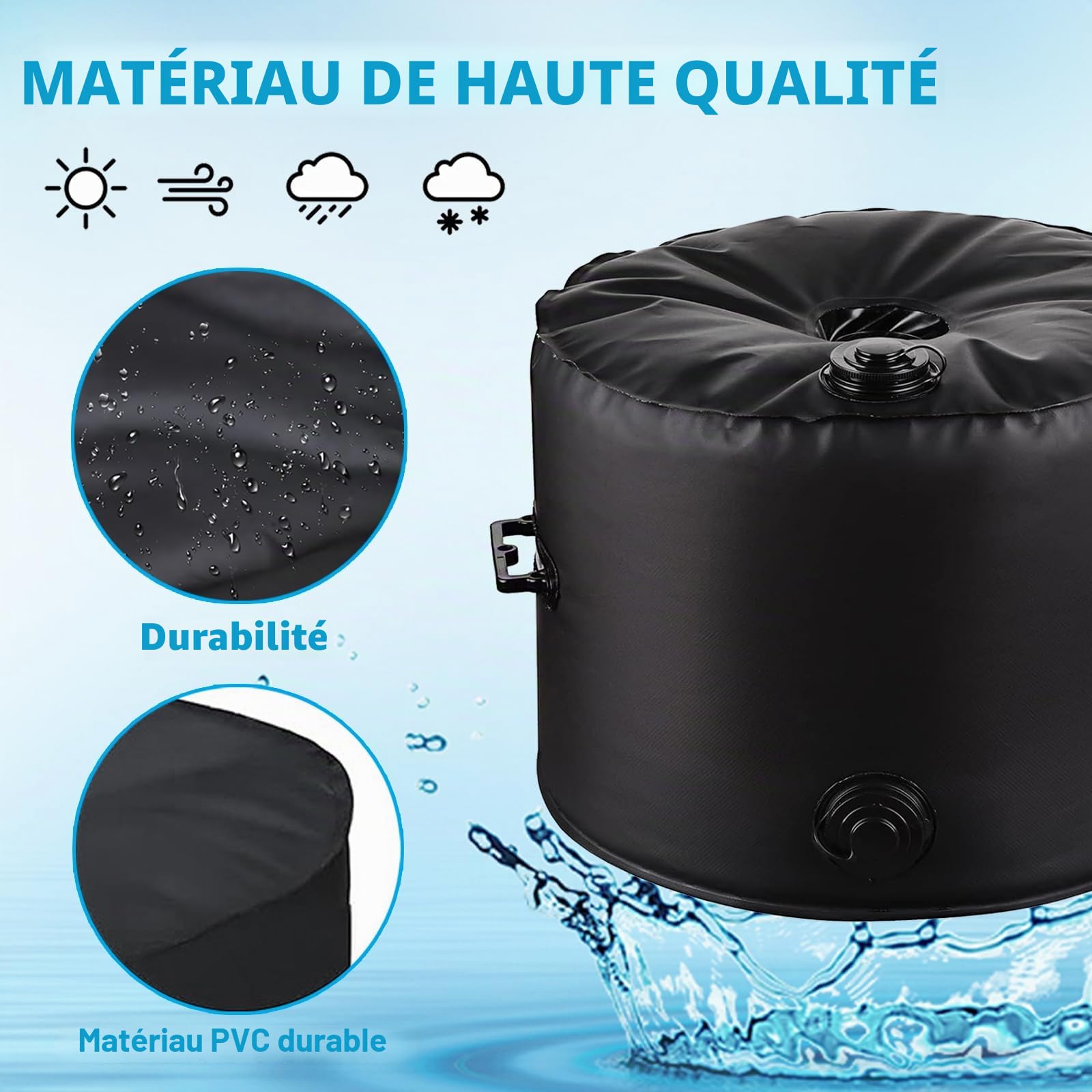 Sac de Poids de Base pour Parasol, Sac pour Pied de Parasol avec 2 Poignées de Transport,Support de Poids Parasol pour 44cm de Diamètre, Support Parasol Déporté pour Jardin ExtéRieur et Patio