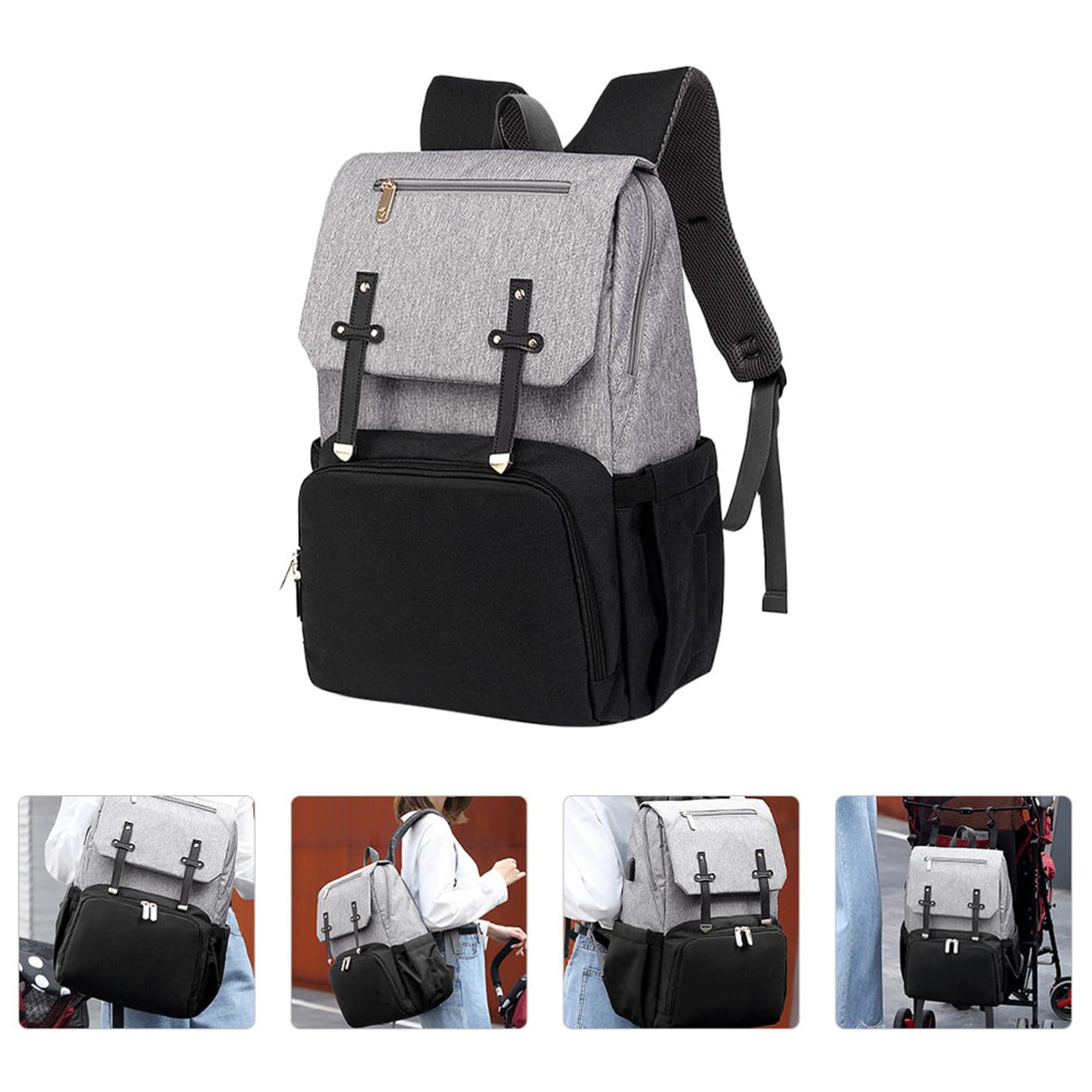 Toddmomy Doppelte Schultertasche für Mütter Multifunktionsrucksack aus Oxford Stoff Großer Reiserucksack mit Verschleißfestem Material zum Einkaufen und Ausgehen