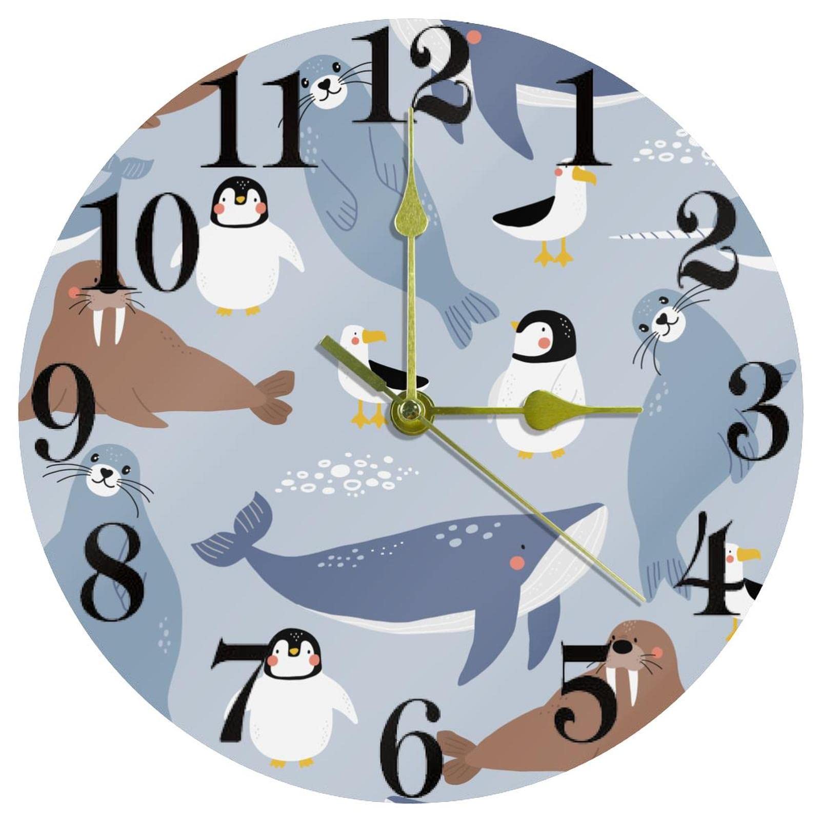 Horloge murale ronde quartz silencieuse 25cm animaux maison