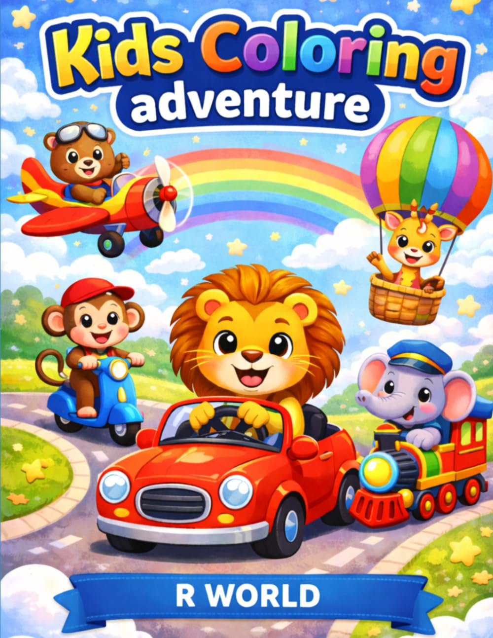 Kids Coloring Books: Animals and Vehicles Adventure