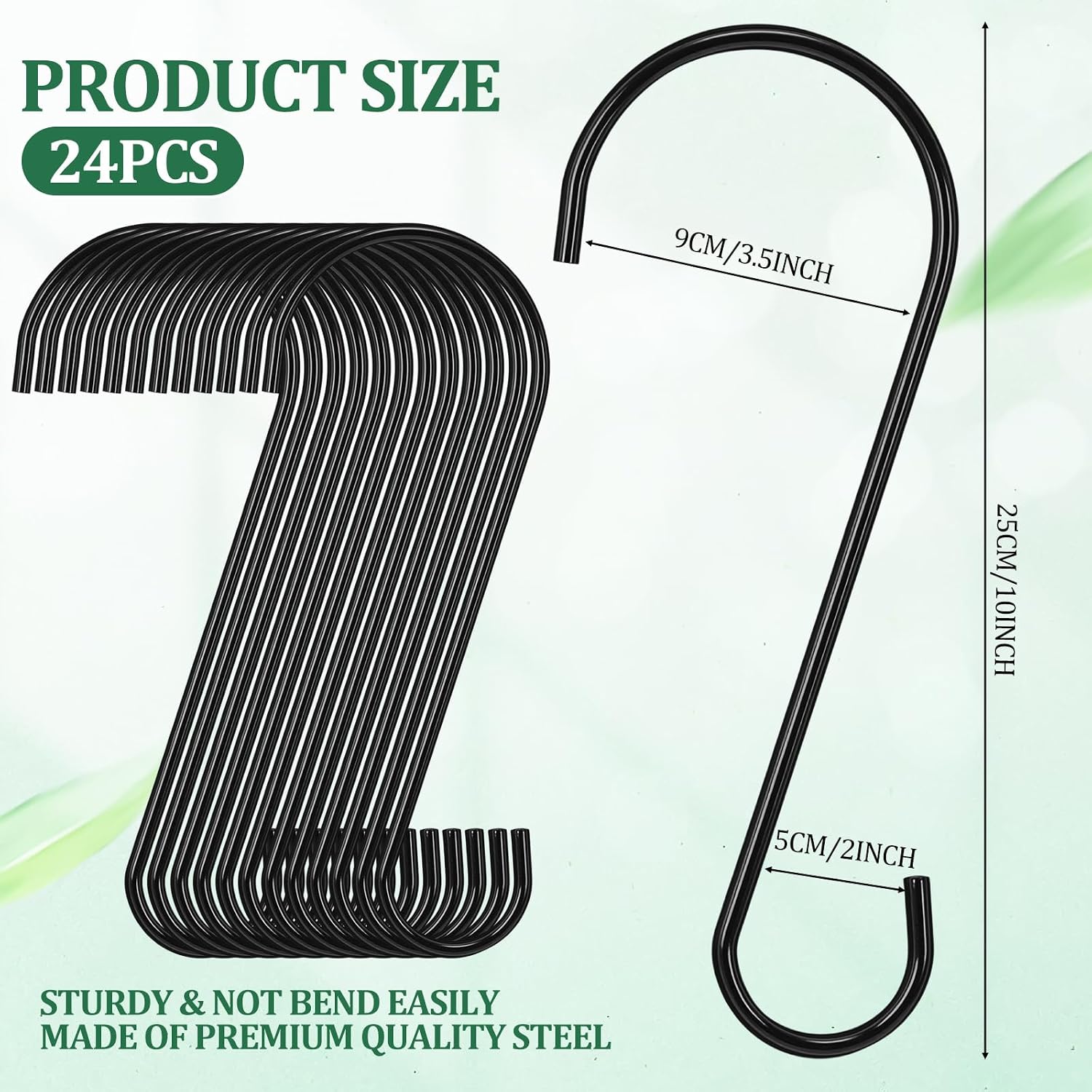 S Hooks for Hanging Plants Branch Hook, 24 Pack, Black, 10 Inch image 2