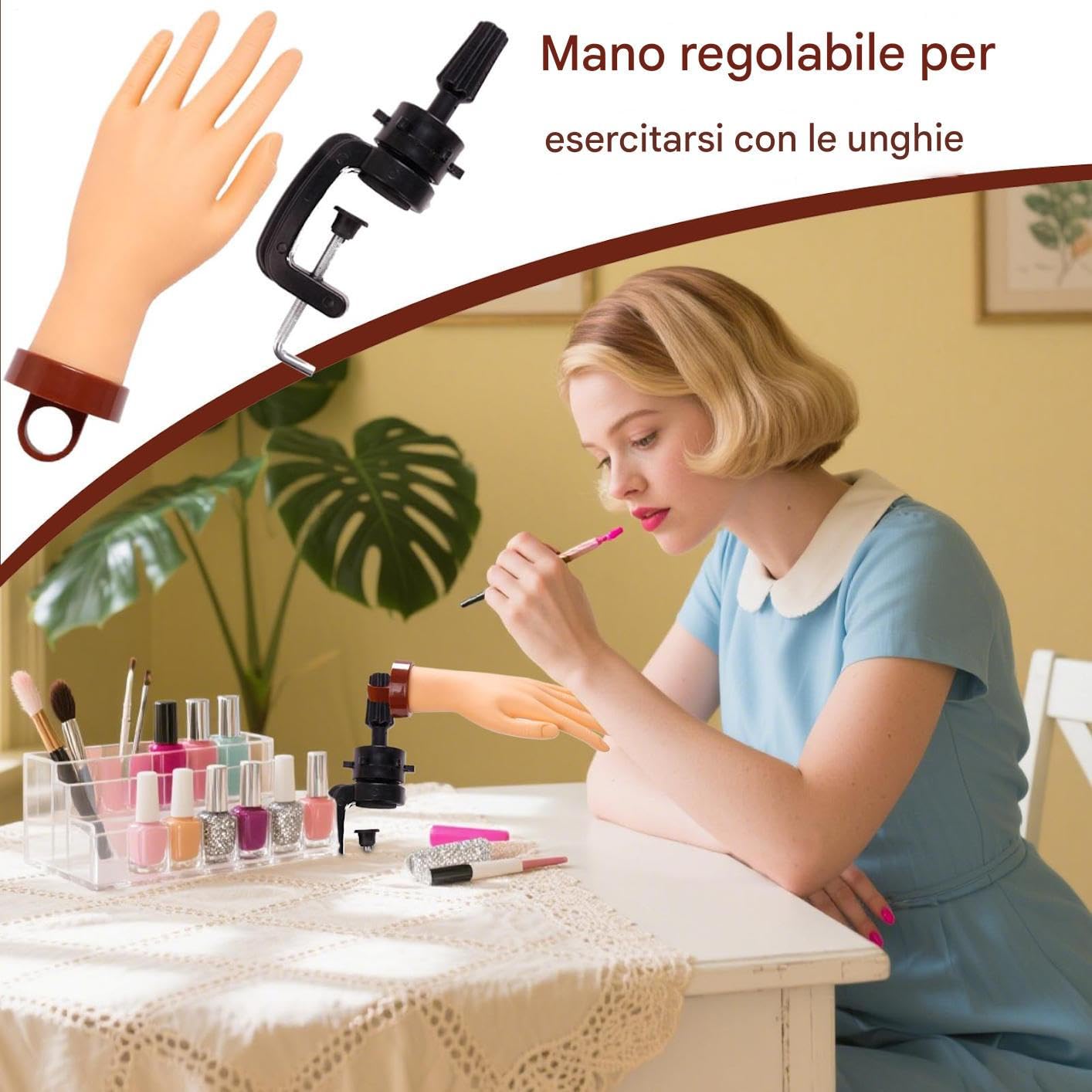 Mano Finta Per Pratica Unghie | Strumento Per Dimostrazione Pratica Unghie Finto,Modello Realistico Manichino Formazione Per Professionisti Principianti Artisti Di Bellezza Salon
