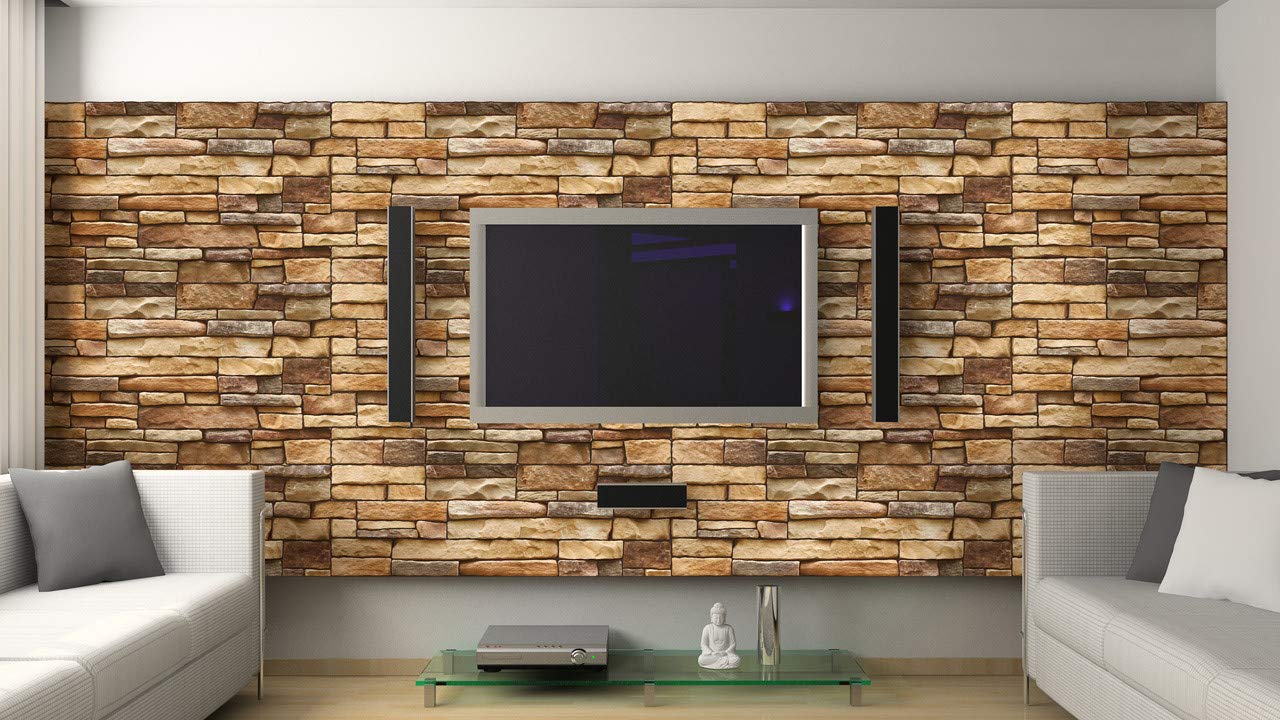 Paneles de pared de plástico PVC 3D decorativos revestimientos - Pizarra marrón (10 piezas/4.6 m2)