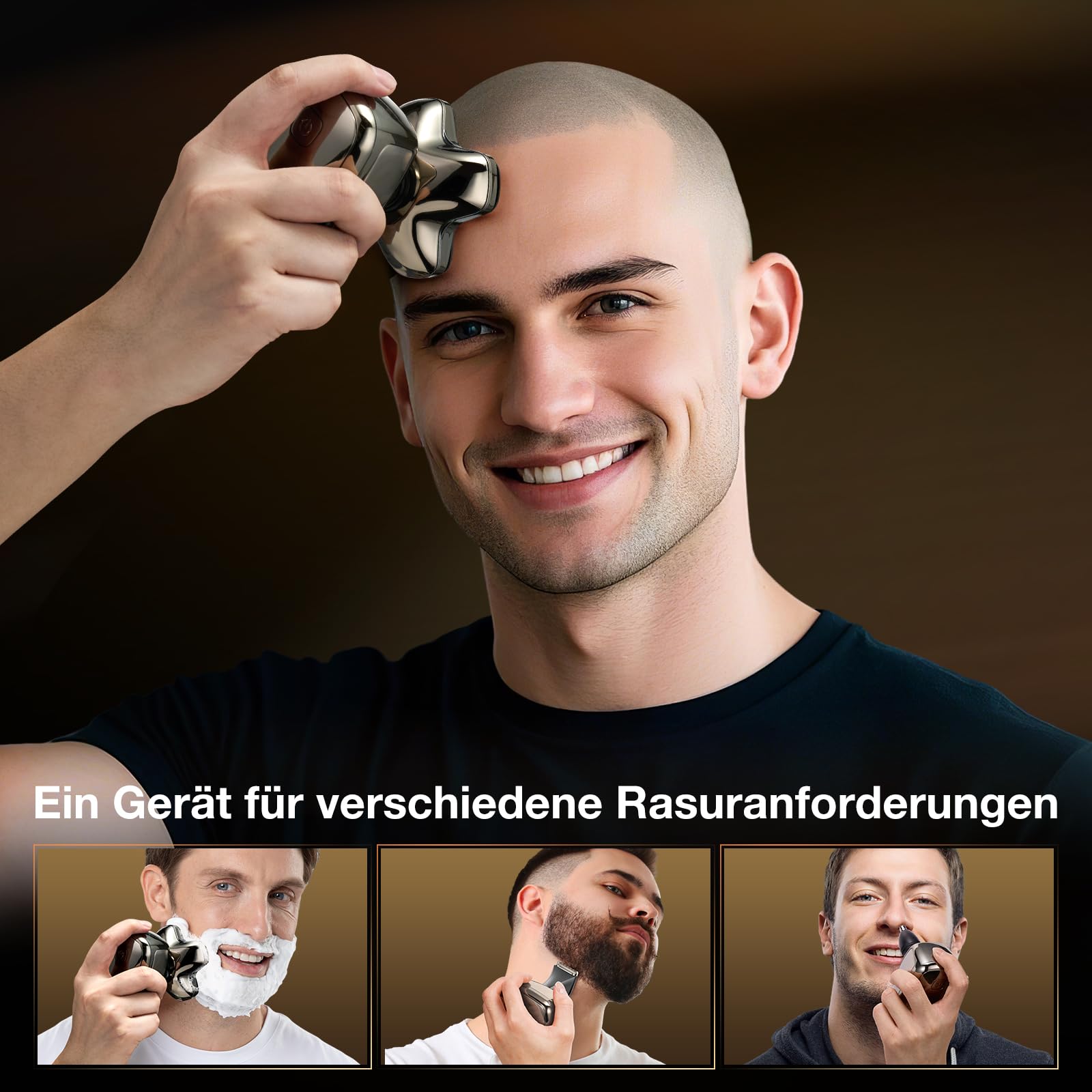 Glatzen Rasierer Herren, Kensen 5 In 1 Kopfrasierer Wasserdicht Head Shaver Men Magnetische Rasierer Glatze Herren Wiederaufladbar Glazenrasierer Typ-C Nass- Und Trocken | Haarschneidemaschine mit Glatze, trocken & feucht, mit Rasierer für Nasenhaare, LED