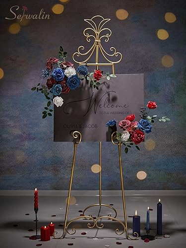 Miniatura 10 de Serwalin Flores artificiales de otoño, centros de mesa florales de seda naranja quemada, juego de ramos de flores falsas para boda, novia, baby