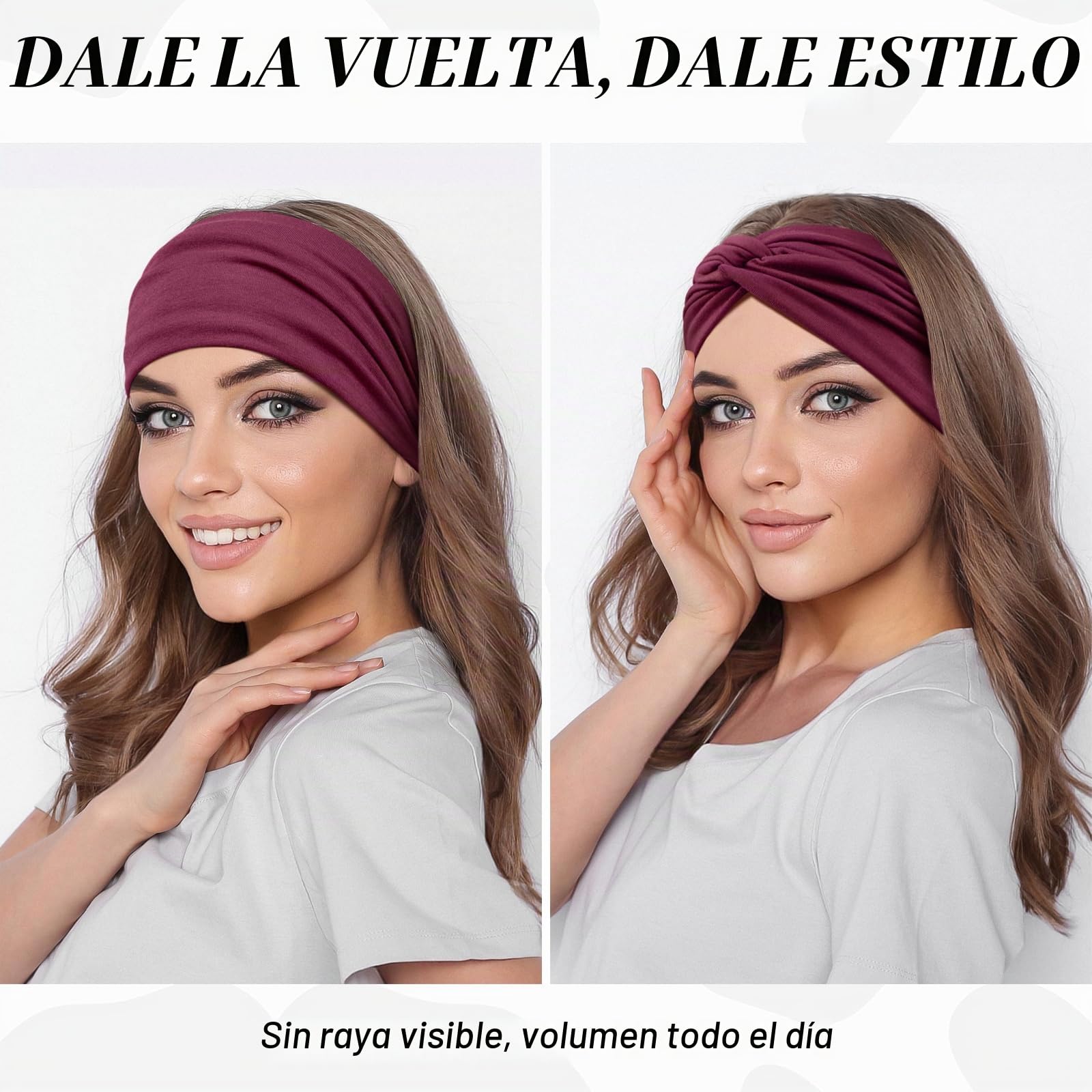 Diademas Mujer Delgadas,4Pcs Turbantes para Mujer – Bandana Elásticas Anchas Cinta Pelo para Yoga, Fitness & Maquillaje – Africano Headband Accesorio de Cabello de Verano