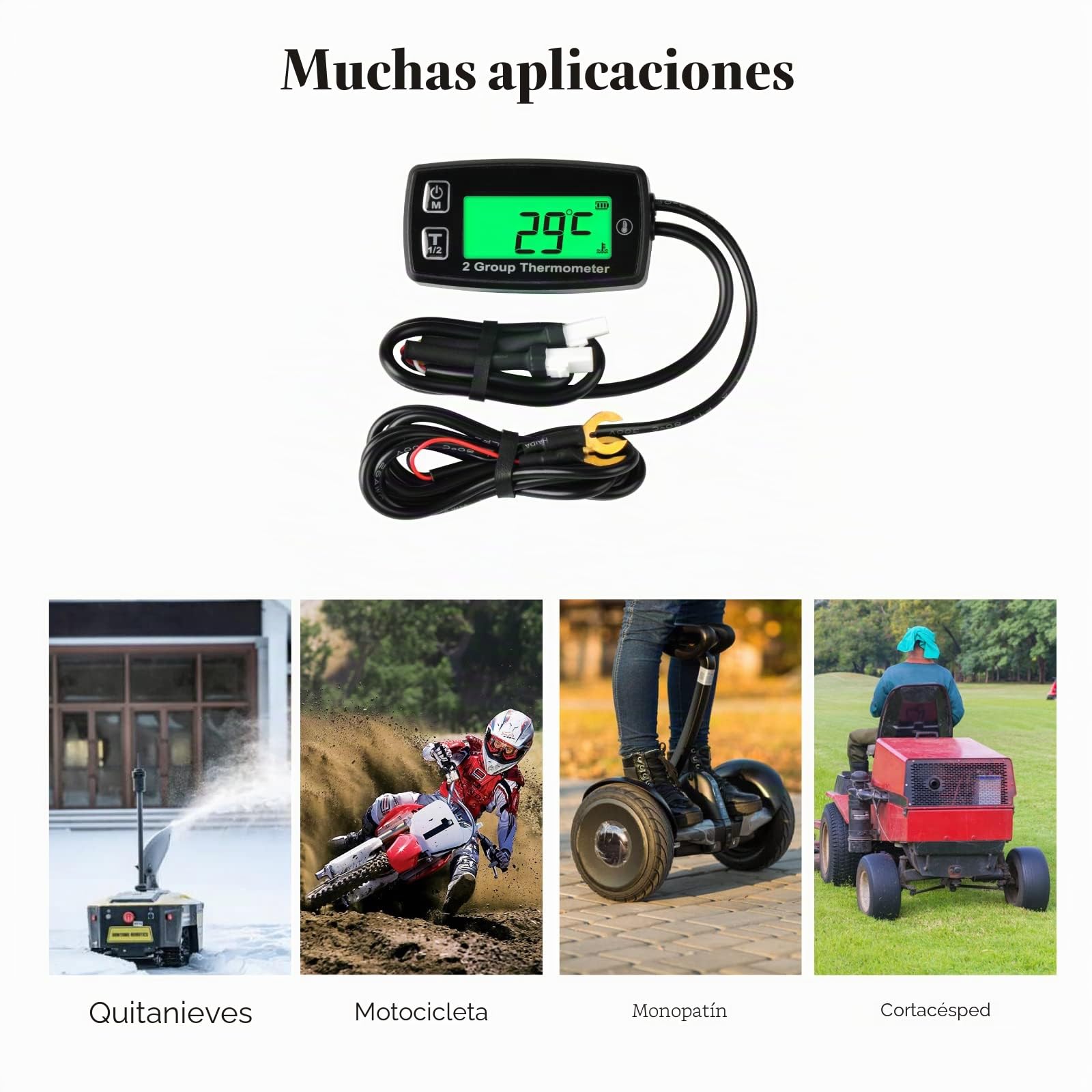 Termómetro de Motor LCD Digital Dual Indicador de Temperatura Termómetro de Motocicleta Alerta de Temperatura para Camión Volquete Scooter Motor ATV Fuera de Borda Motor de Moto