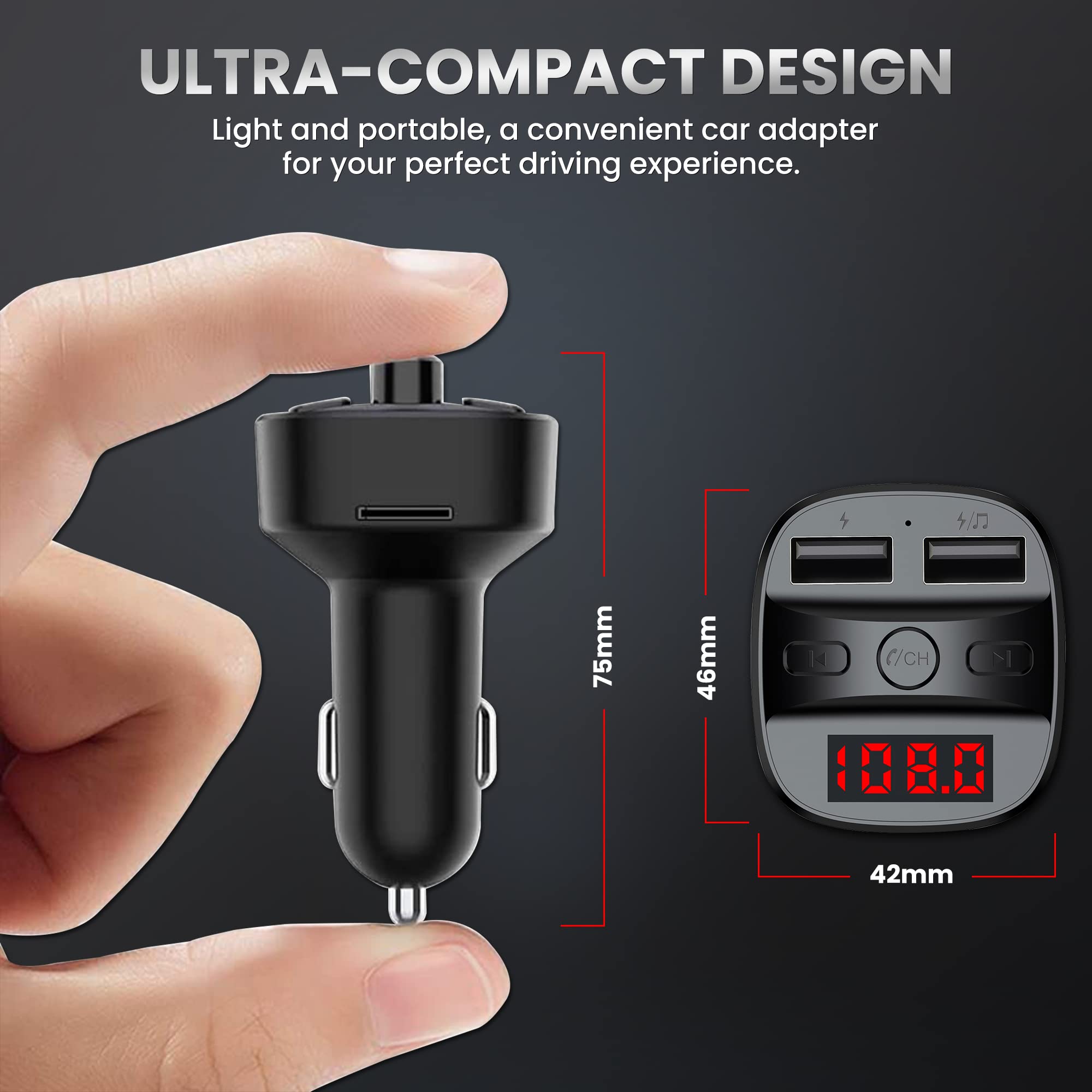WeCool Bluetooth FM Transmitter - Car Music Streaming -5