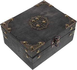 Toyvian Vintage Wooden Jewelry Box with Lock for Xmas Escape Room Games | Small Treasure Chest Organizer, Metal Latch, Portable Keepsake Storage for Rings, Earrings and Accessories