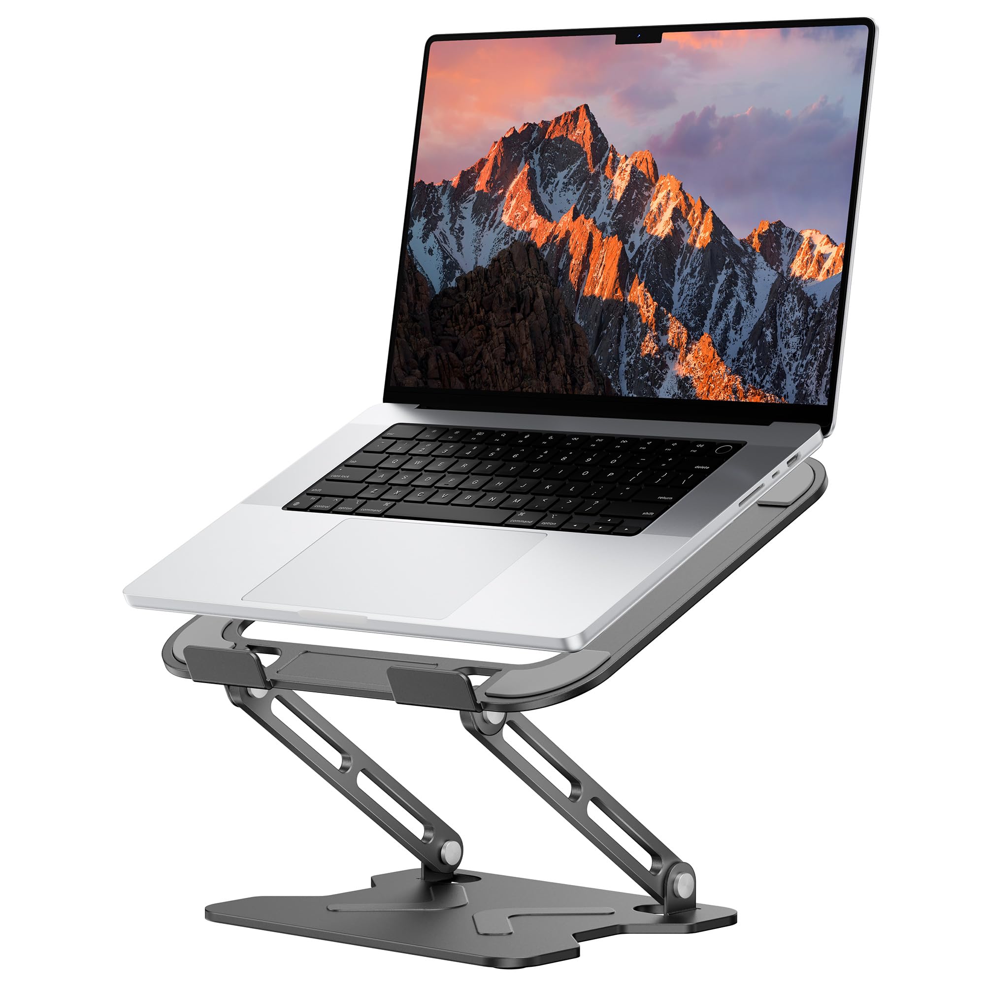JCZT Adjustable Laptop Stand for Desk, Metal Foldable Laptop Riser, Portable Laptop Holder Mount, Ventilated Cooling Notebook Stand for MacBook Air