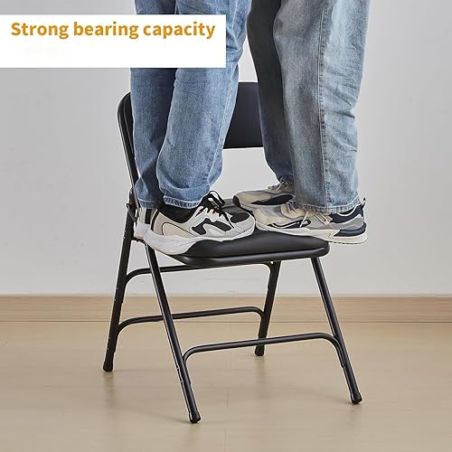 Miniatura 5 de BOOSDEN Silla plegable acolchada, silla plegable con cojín grueso, silla plegable de metal resistente para exteriores e interiores, comedor y