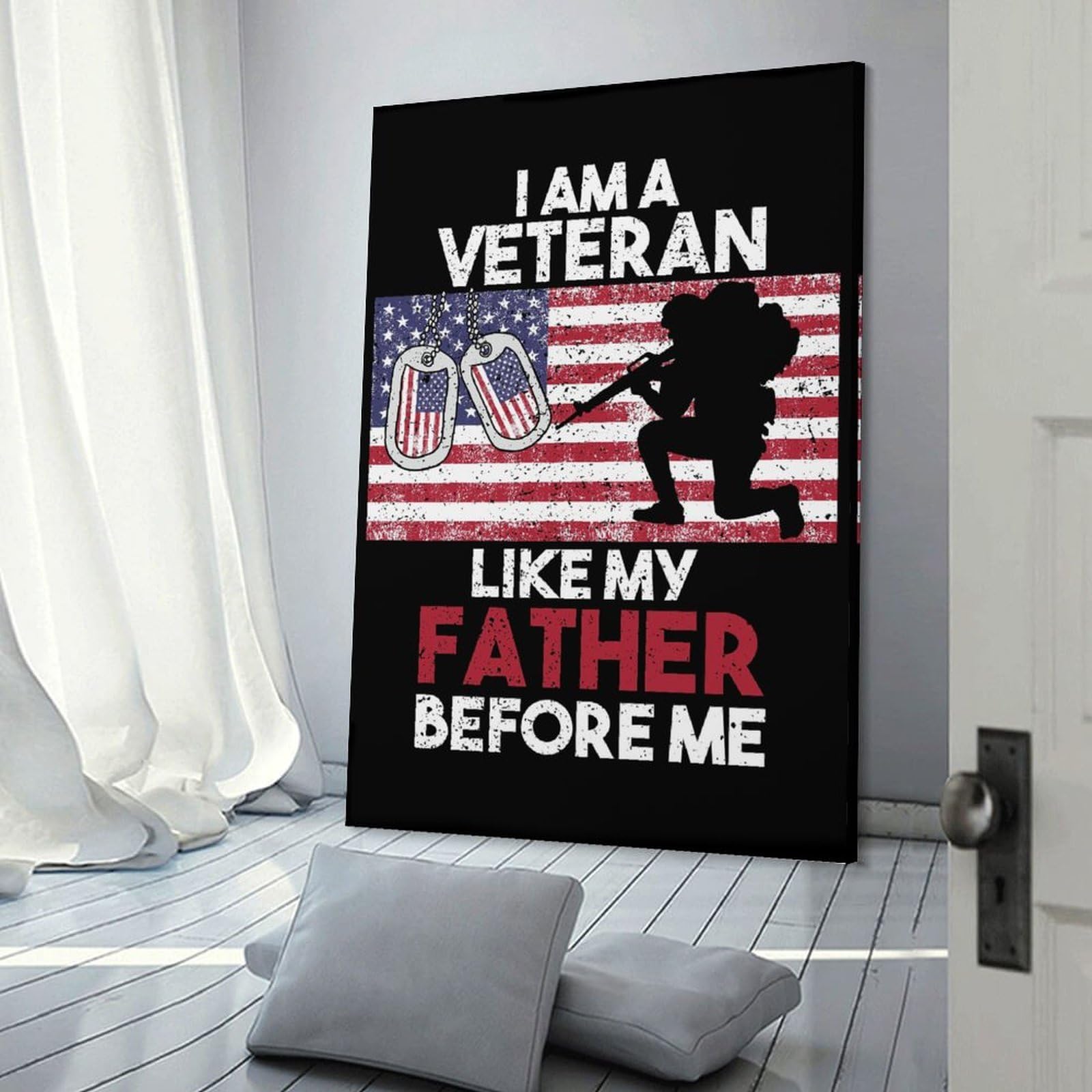 Junmoney Frame-Style-3 Wall Picture Print Im A Veteran, 24X36inch(60X90cm), For Living Room, Lounge Or Sitting Room, Modern Wall Decor For Cosy Interiors