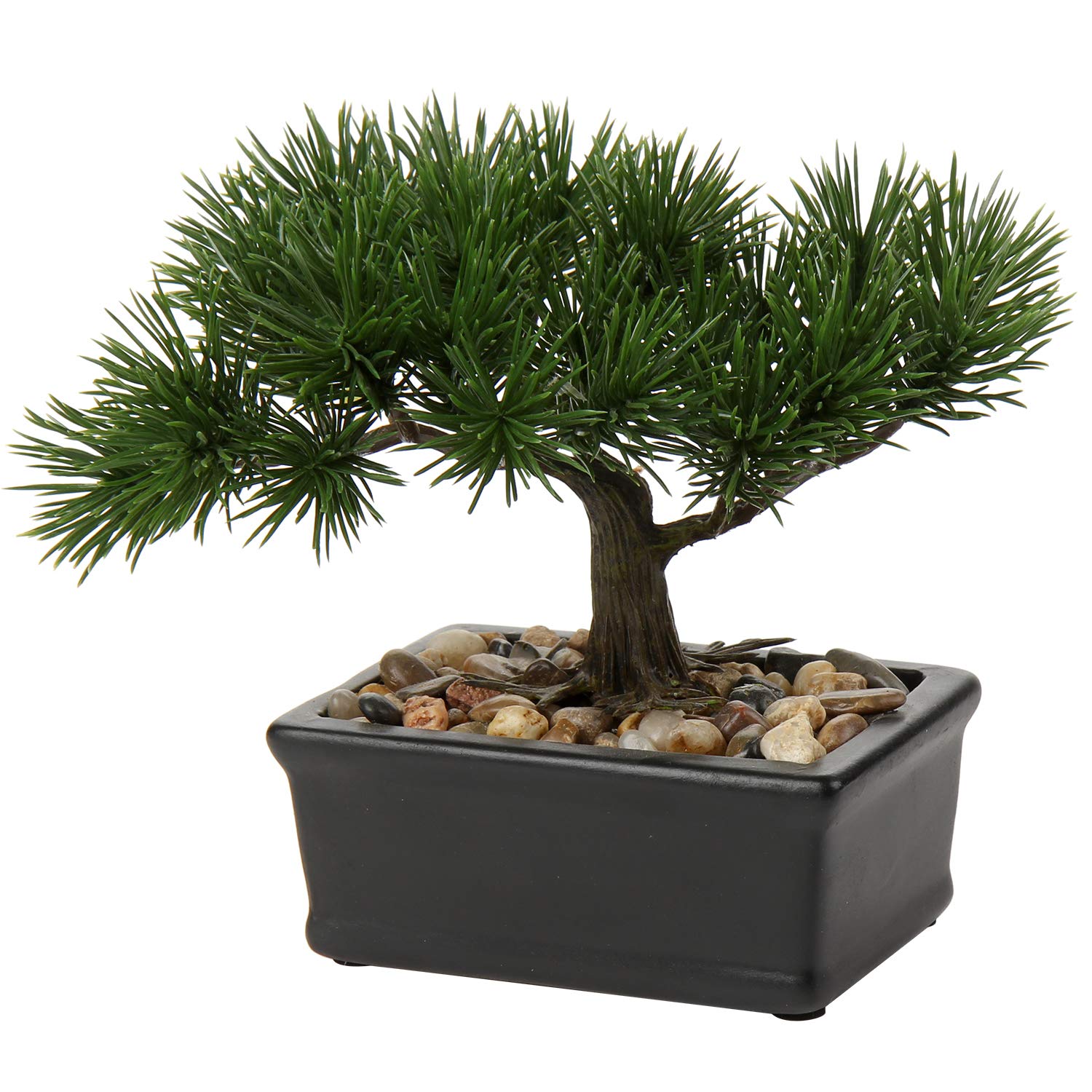 Briful Pine 6.49" Artificial Bonsai Tree Fake Plants Japanese Bonsai Decoration Artificial Plant Indoor Potted Faux Plants For Indoor/Outdoor Home Office Desk Décor