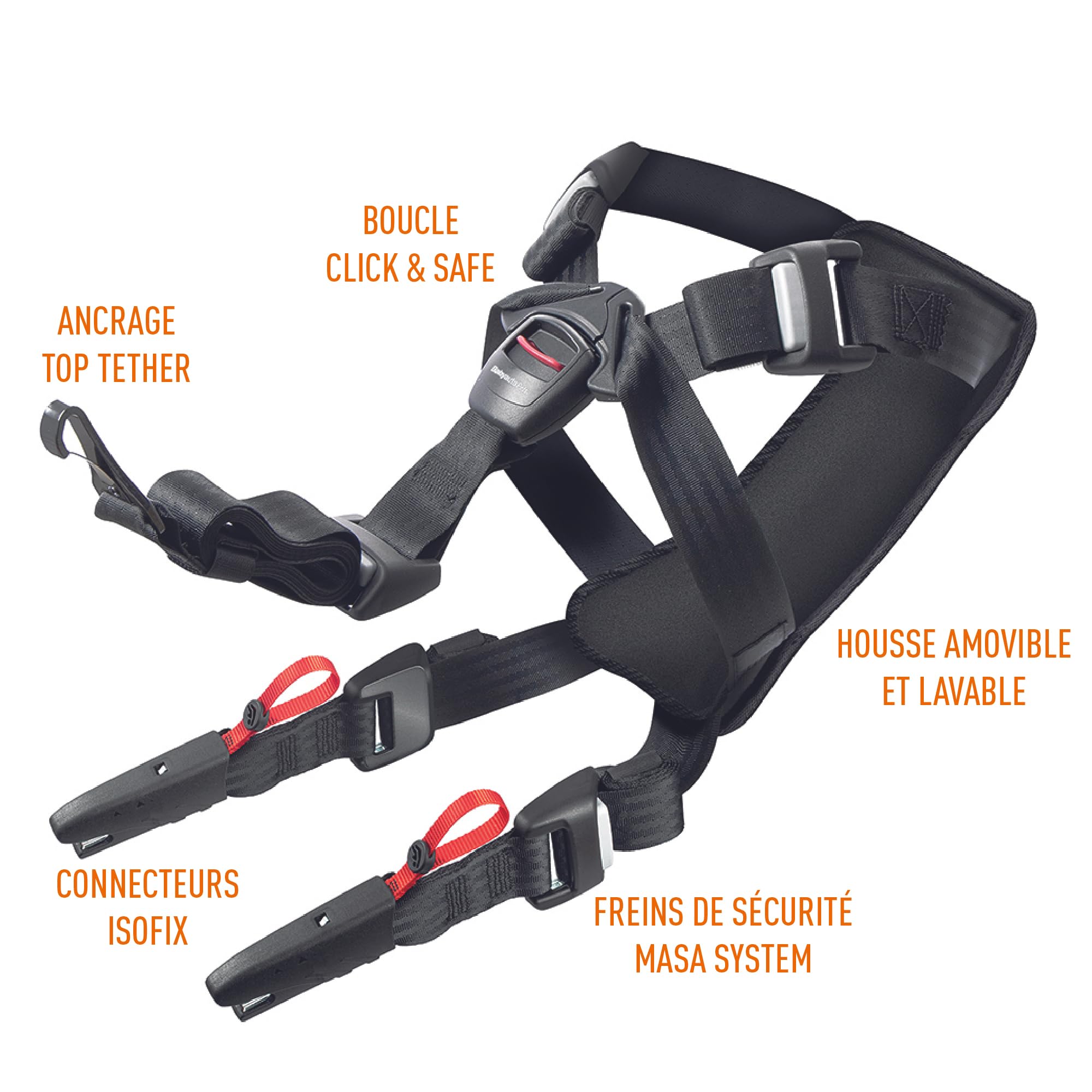 Zolux Travel Safe Harnais de Sécurité Auto pour Chien S - Noir - Chiens 7-15kg - Fixation ISOFIX + Top Tether - Système Antidesserrage MASA - Crash-Testé - Ajustable - Confortable - Marque Française