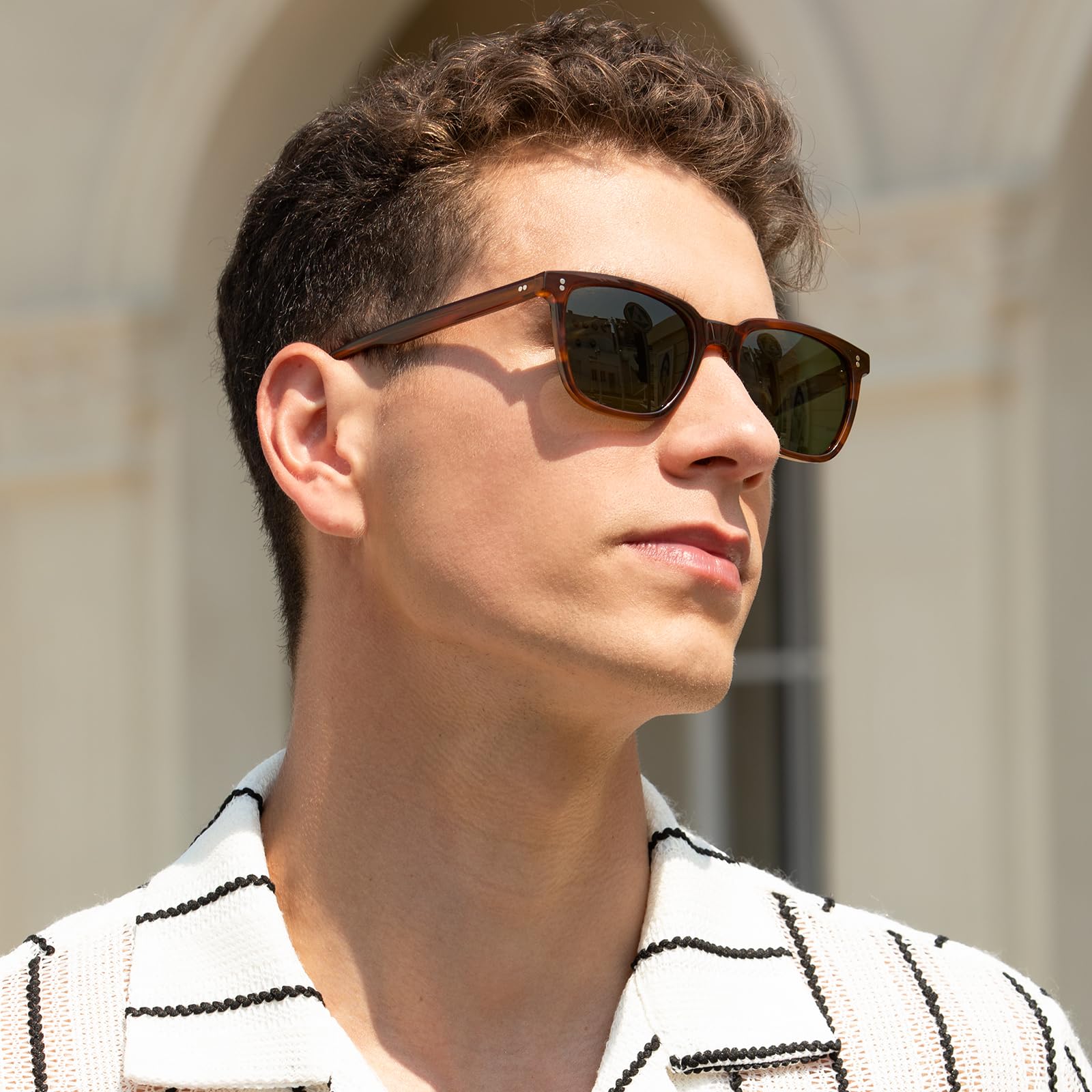 Carfia Gafas de sol Hombre Polarizadas Retro Cuadradas 100% Protección UV para Conducir Viajar