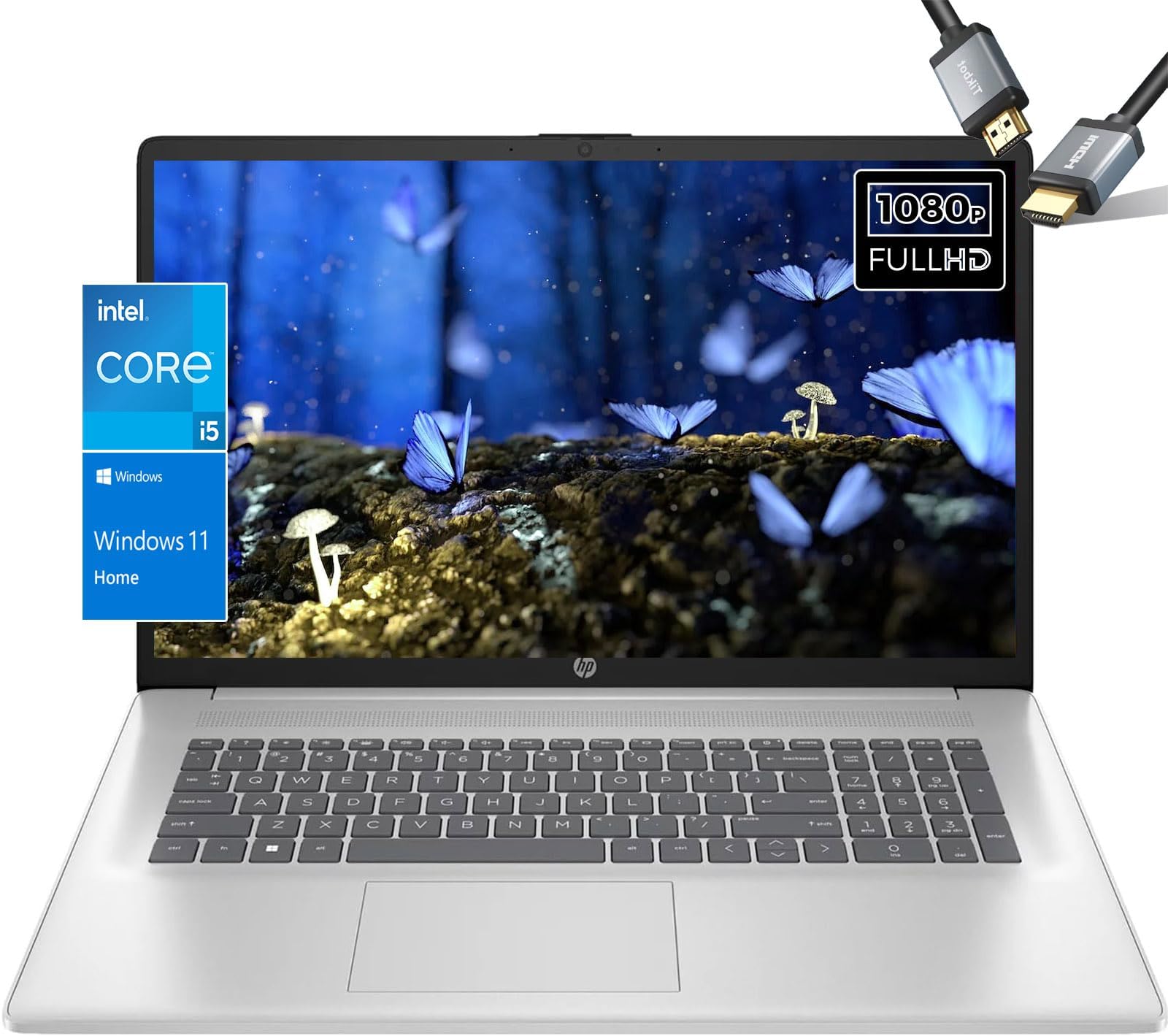 HP 17inch Laptops Windows11-13th Gen Intel Core i5-1335U - FHD IPS Display - Backlit Keypad - Wi-Fi 6 - USB C - Camera - Laptop for College Students 2023 - HDMI Cable (32GB RAM |1TB PCIe SSD)