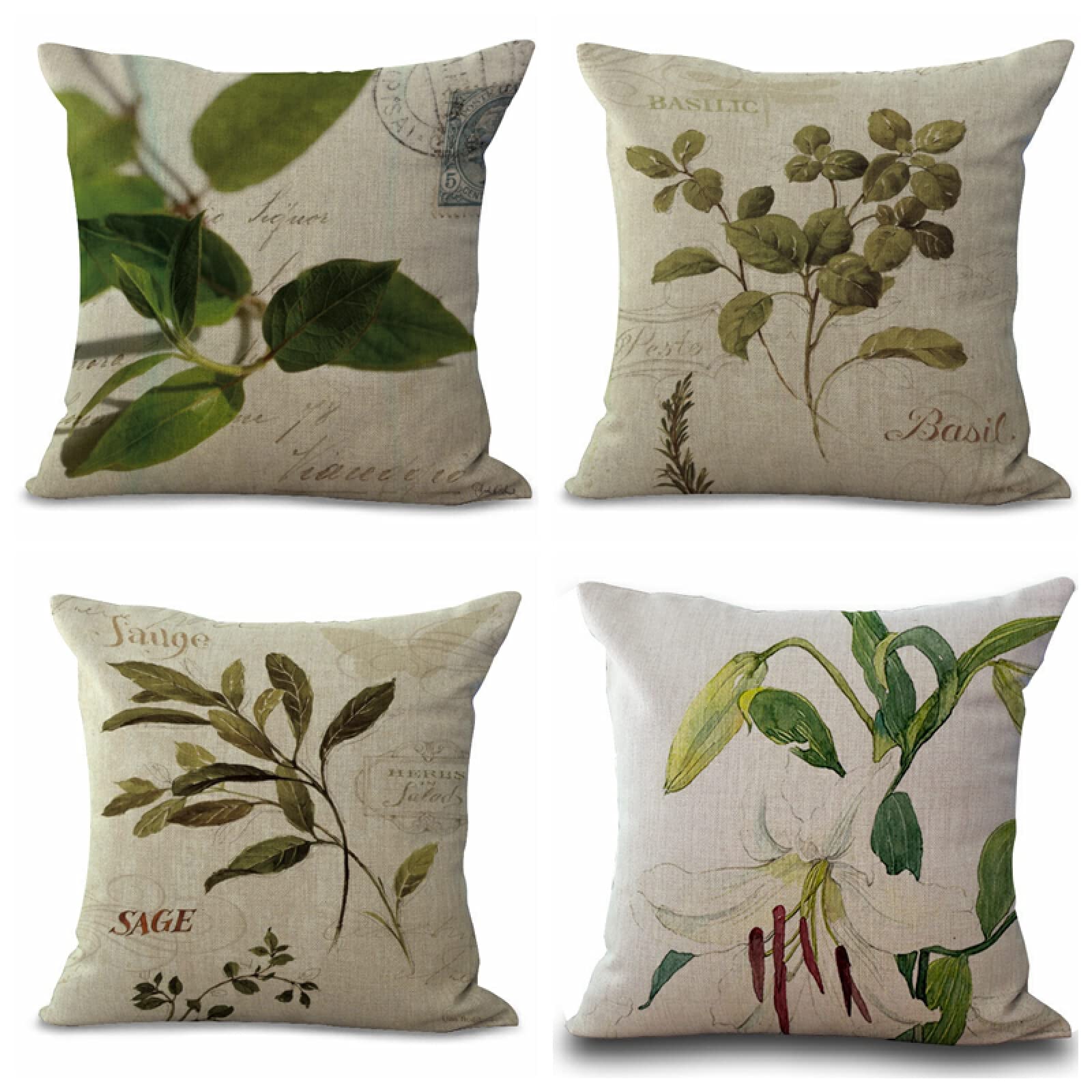 Funda de CojÍN,4 Piezas Fundas Cojines Decorativa de Funda Almohada Lino de Algodón Moderna,Fundas de Cojines para Sofá,Cama Hogar,Coche,Interior,Exterior Fundas Decorativas Lirio,40x40cm