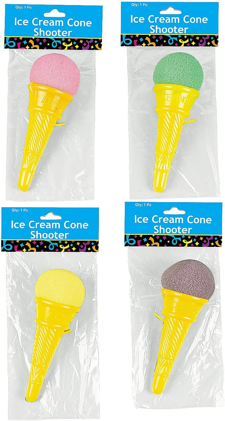 Fun Express Ice Cream Cone Shooters Toys - VBS Vacation Bible School Supplies/Décor- Set of 12 Party Supply and Classic Novelty Toys