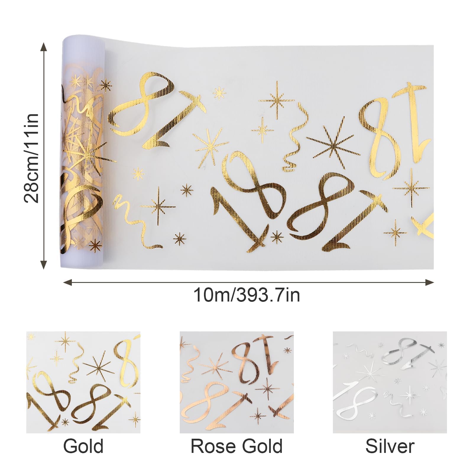 Chemin De Table Doré 28 Cm X 10 M – Décoration Anniversaire 18 Ans – Chemin De Table Brillant Maille Or – Idéal Fête, Table Mariage, Anniversaire, Événement