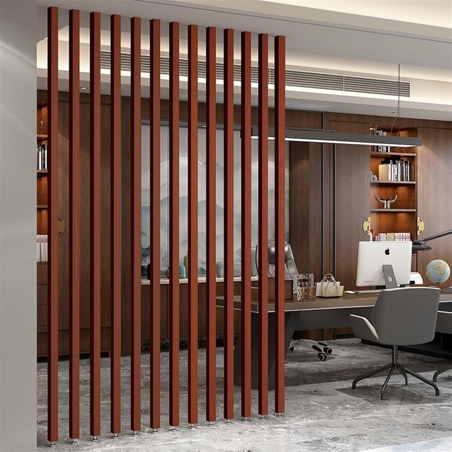 Wall Partition Divider Floor to Ceiling Wooden Slats - 2ft/3ft/4ft/5ft/6ft/7ft/8ft Tall Screen Partition Post Living RSimple Modern Entrance Restaurant Office Hollow Decor Column (Color : Wo