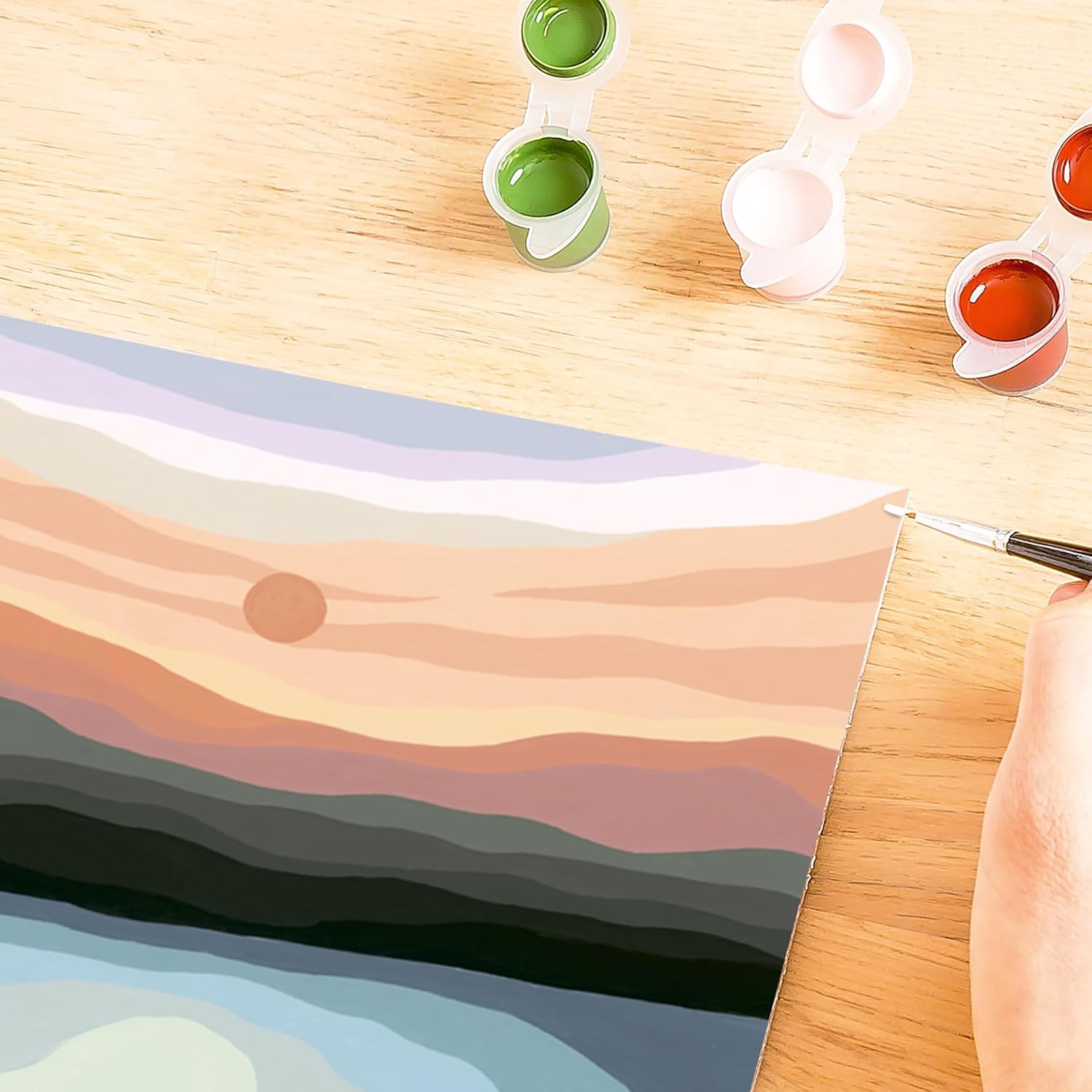 Ravensburger - CreArt Paesaggio Stile Minimal, Kit per Dipingere con i Numeri, Contiene Tavola Prestampata 24x30 cm, Pennello, Colori e Accessori, Gioco Creativo e Relax per Adulti 14+ Anni