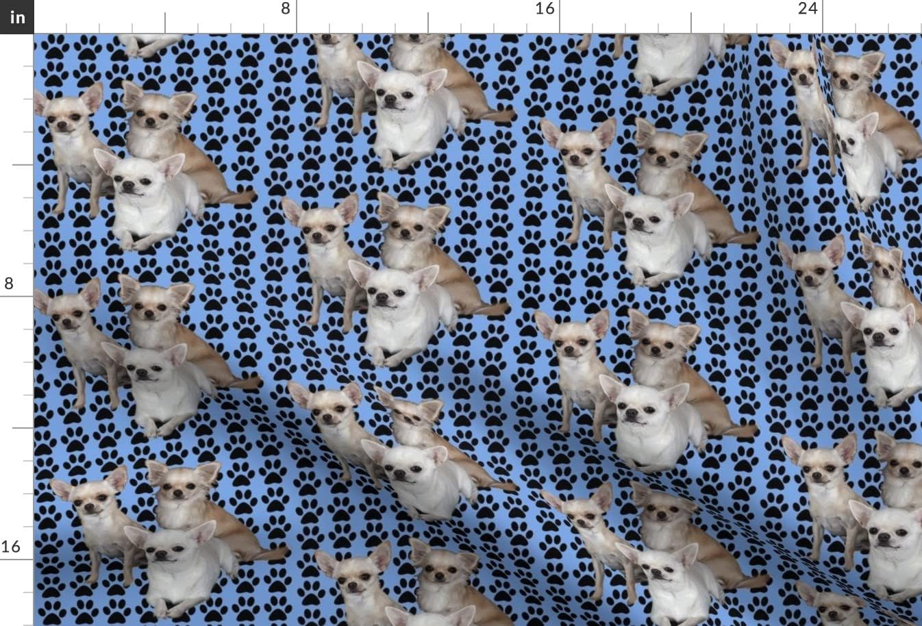 Spoonflower Fabric - Chihuahuas Blue Chihuahua Dog Paw Prints Printed on Minky Fabric by The Yard - Sewing Baby Blankets Quilt Backing Plush