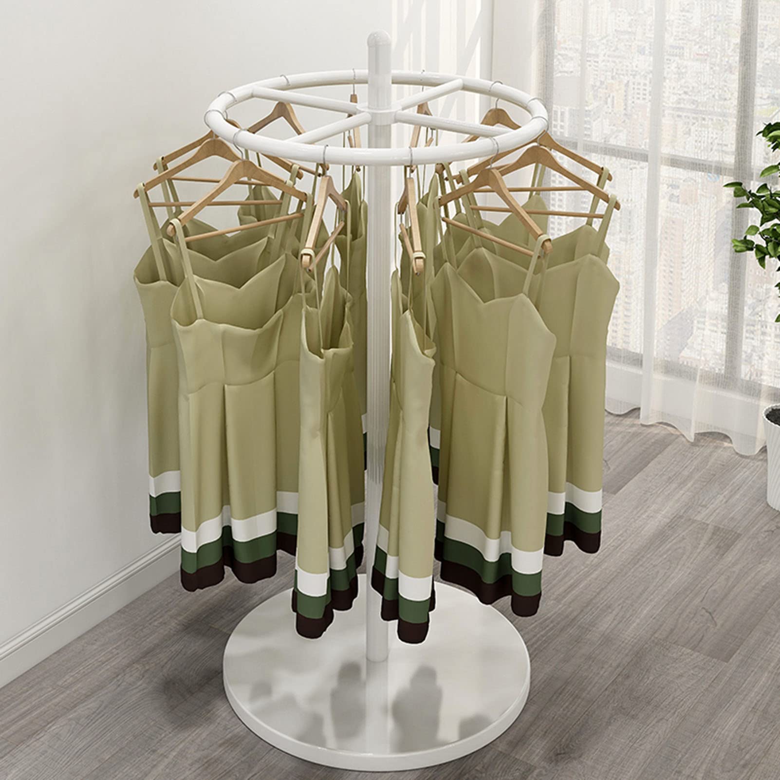 UYSELA Moderno Semplice espositore per Negozio di Abbigliamento con Rotazione a 360 Gradi,Tubo Metallico Appeso a Doppio palo Appendiabiti,Porta Abiti autoportante per la casa,può Essere utilizzato
