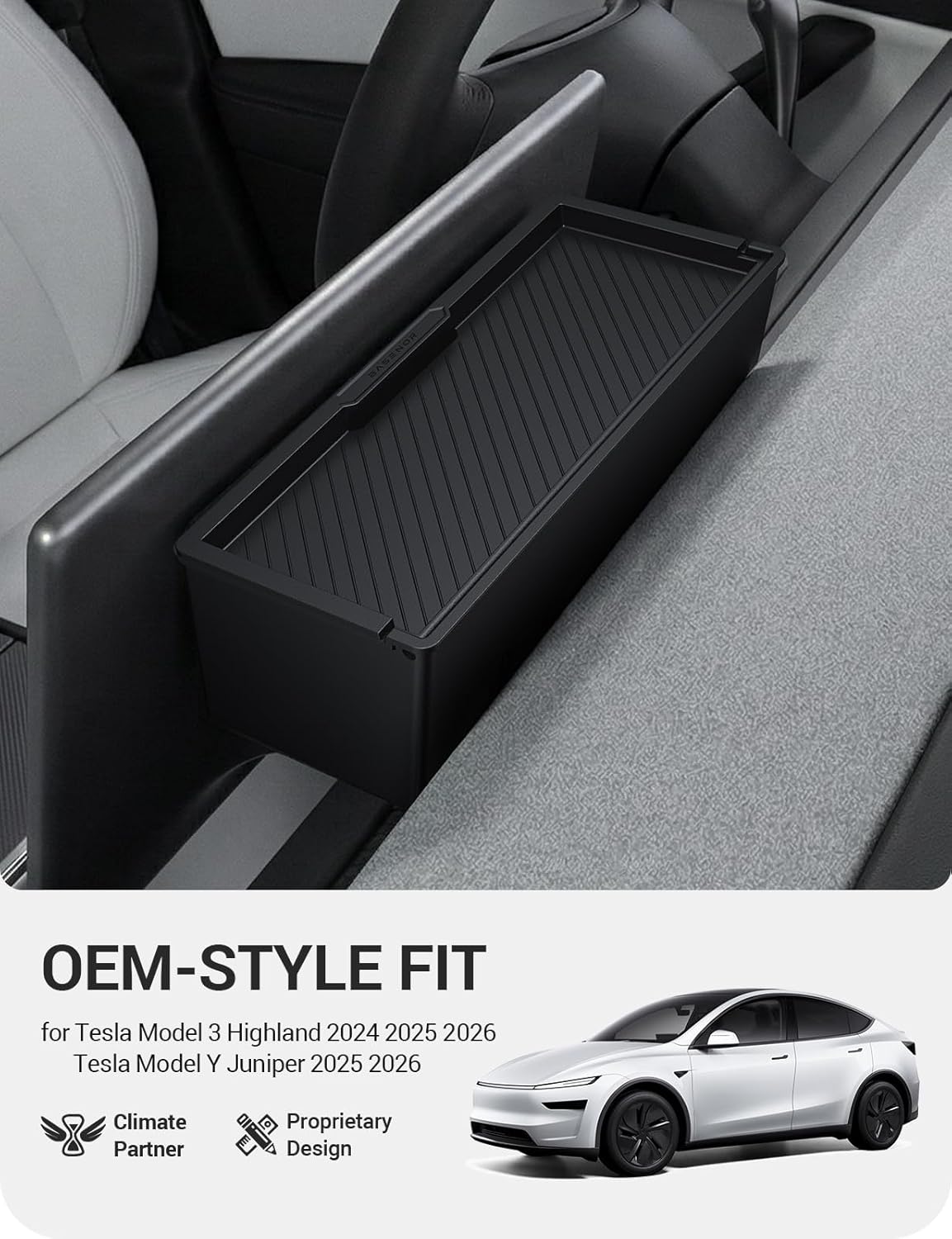 Condition photo showing Good Condition for BASENOR Behind Screen Storage for Tesla Model Y Juniper 2025-2026 Model 3 Highland 2024-2026, Hidden Sunglasses Holder Tray with Privacy Protection, Dashboard Center Console Organizer Accessories