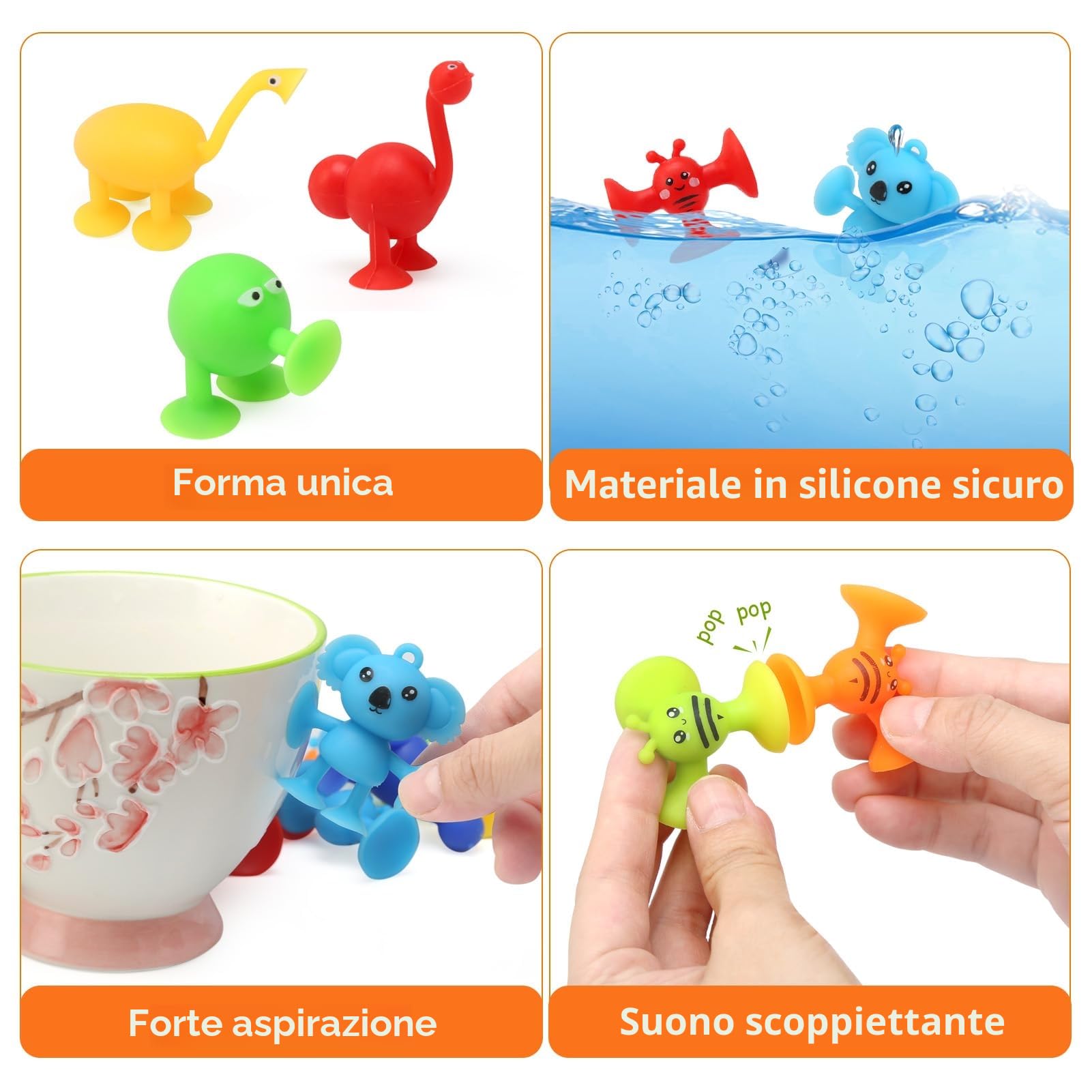 Giochi Bagnetto Neonato, 26 Pezzi Giocattolo a Ventosa in Silicone con Organizzatore, Giocattolo Sensoriale da Viaggio Giocattoli Bagno Educativi Regalo per Bambini 3 4 5 6 7 Anni