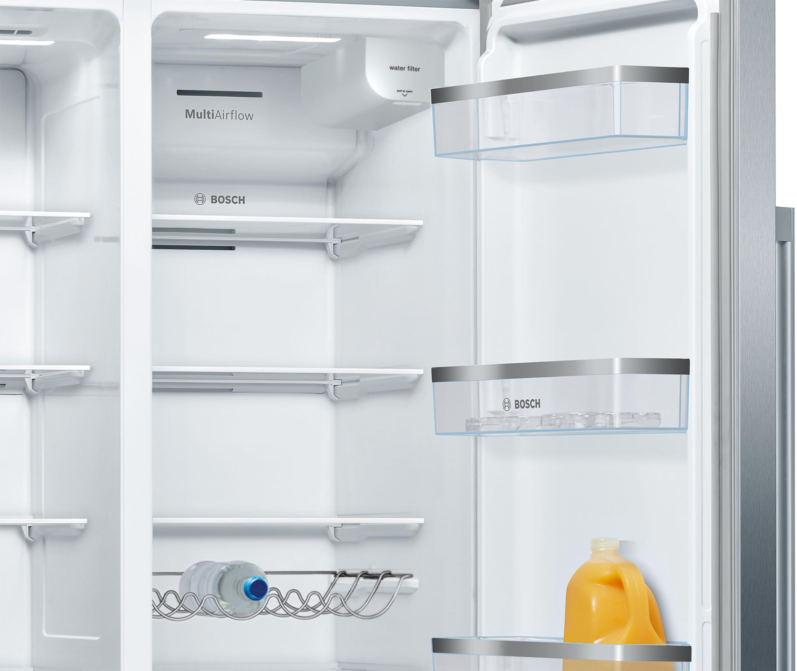 Bosch Serie 6 American Side-by-Side 178.7 x 90.8 cm Total NoFrost KAD93AIDP | NoFrost nie wieder abtauen, Eis- und Wasserspender mit Festwasseranschluss, XXL 562 l Volumen, helle LED Beleuchtung