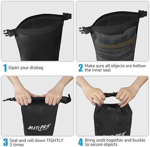 Miniatura 6 de MATEPROX Bolsa seca impermeable para hombre y mujer, bolsas de playa flotantes de 5 litros para kayak, barco, pesca, rafting y campamento con bolsa