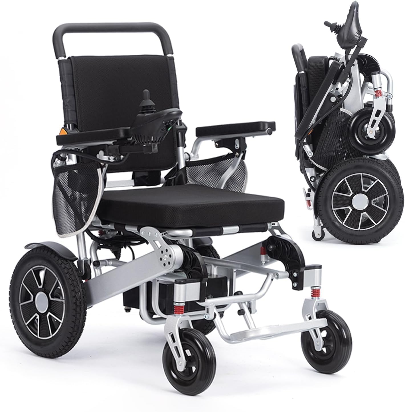 Fauteuil Roulant électrique Pliant Intelligent pour Adultes, fauteuils roulants pliants légers, fauteuils roulants pliants Portables, Fauteuil Roulant Durable,Black