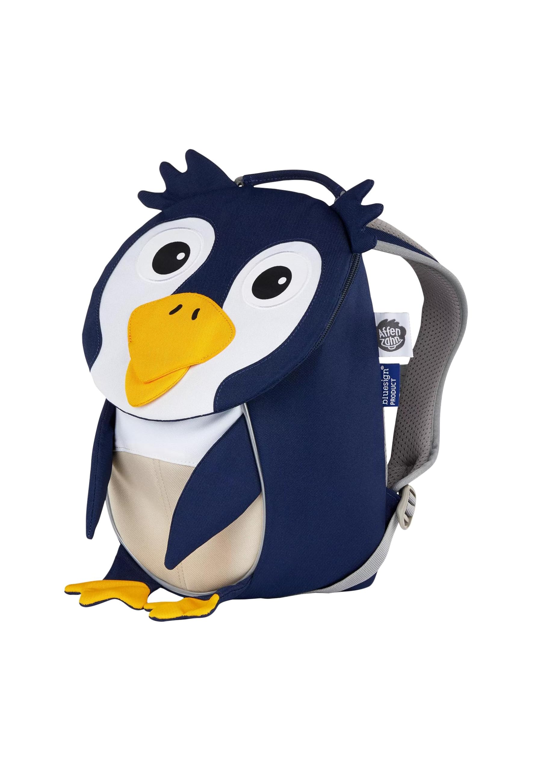 Affenzahn Kleiner Freund Kindergarten-Rucksack für 1-3 Jährige Ergonomisch Reflektierend Ziehzunge mit Namensschild Pinguin - Braun