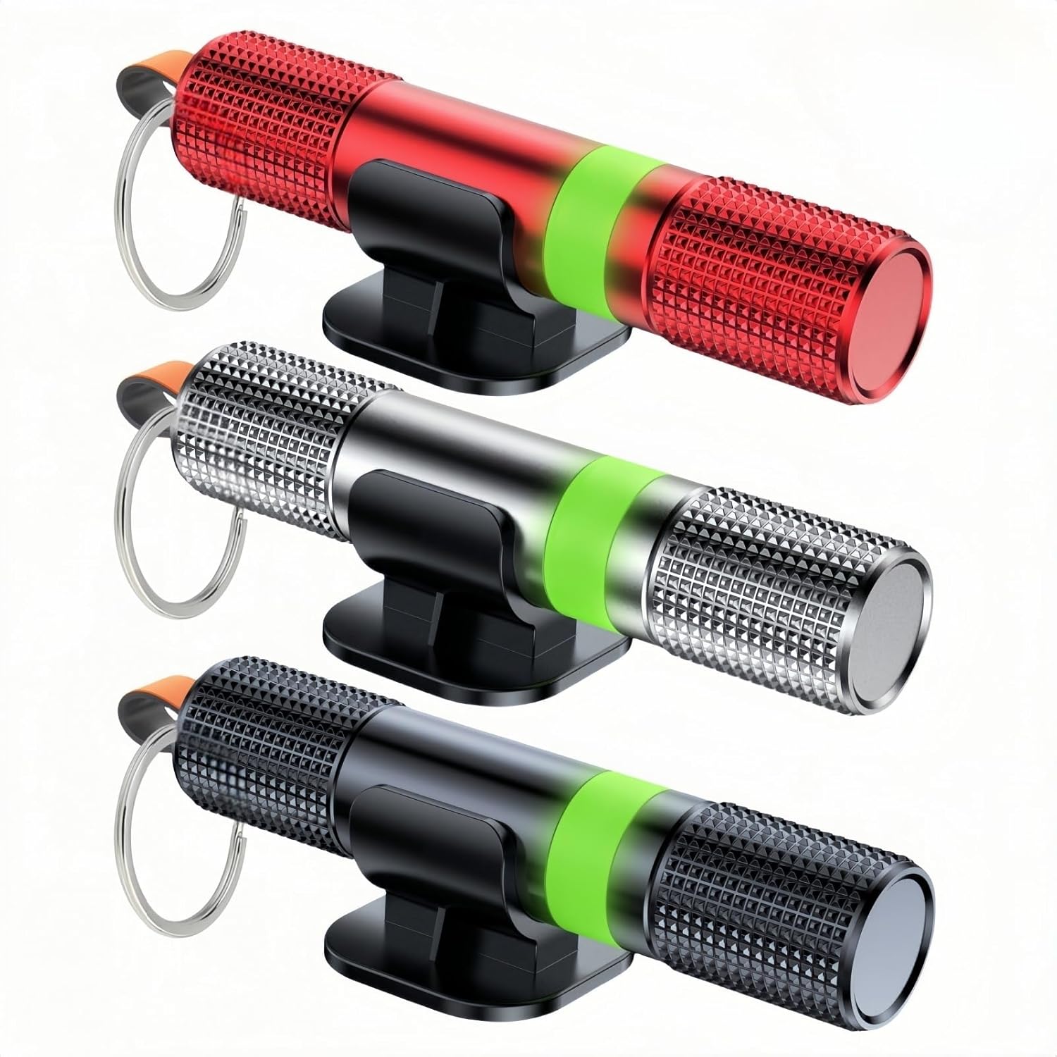 Car Window Breaker and Seatbelt Cutter Keychain,2 in 1 Safe Hammer Glass Break Underwater,Safety Automotive Emergency Escape Tool (3, redblacksilver)