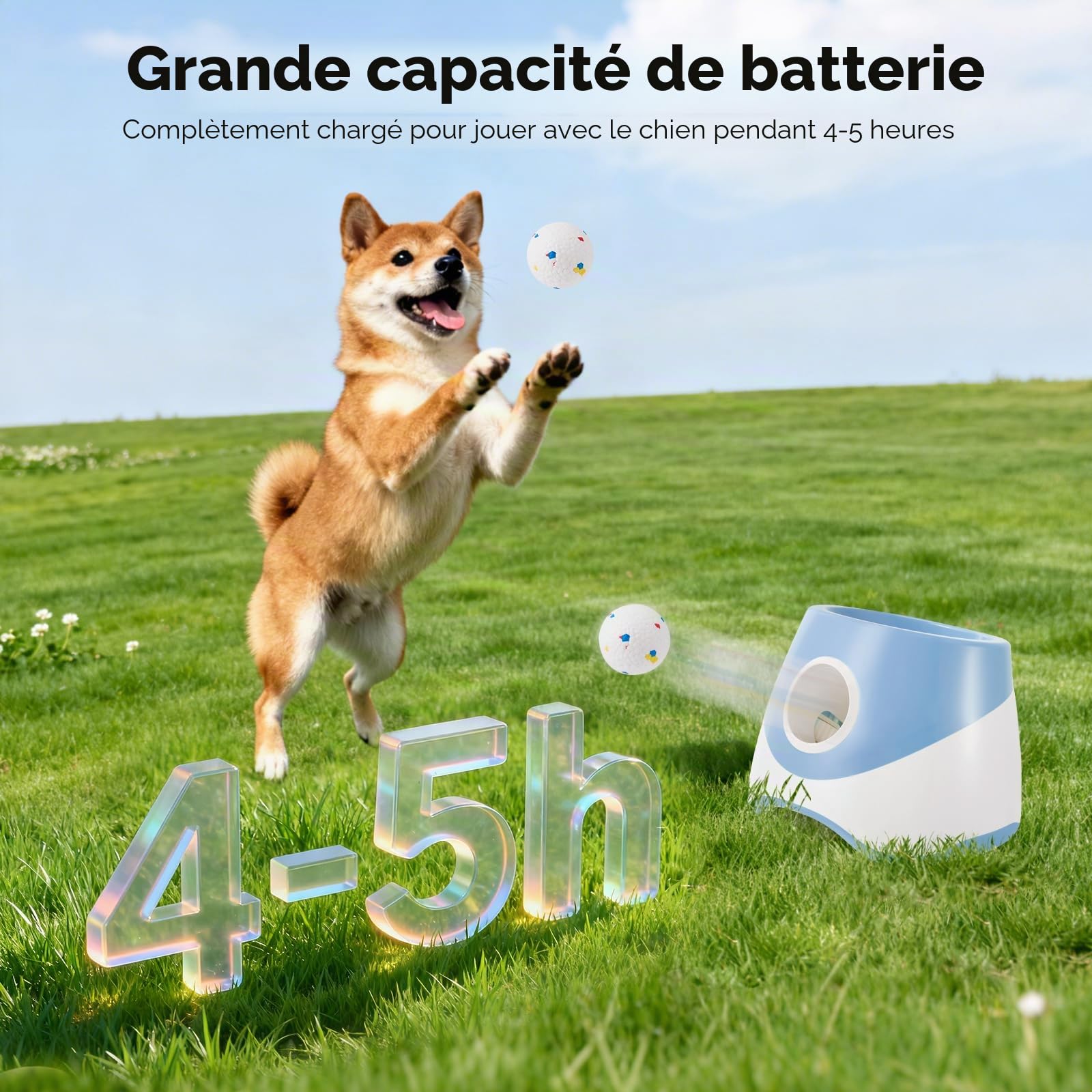 Lanceur De Balle pour Chien,3 Niveaux Distance,avec 6 Balles De Tennis | Rechargeable, Lanceur De Balle Automatique pour Intétieur &Extérieur